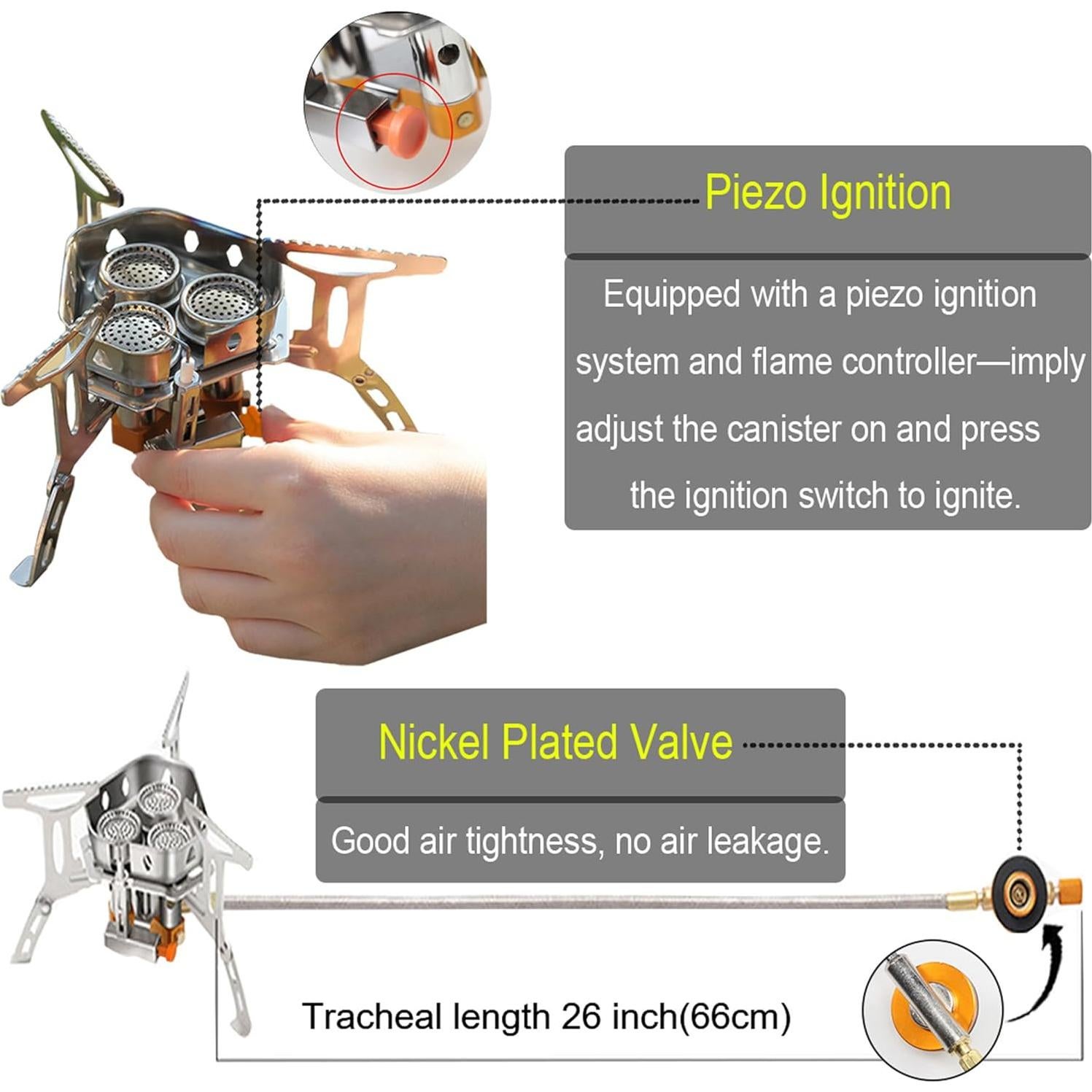 Estufa de Camping Propano 6800W con Encendido Piezoeléctrico