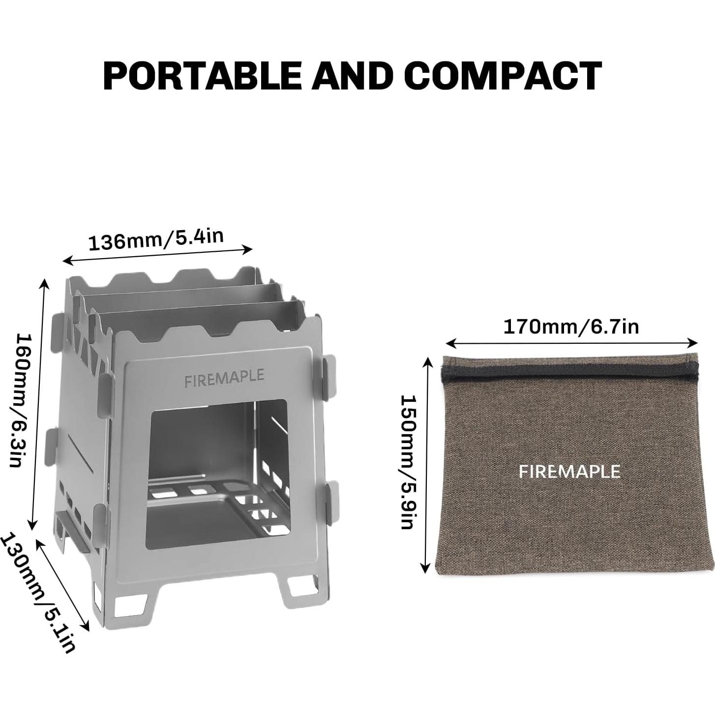 Estufa de Madera Fortress Titanio Fire-Maple 219g Compacta