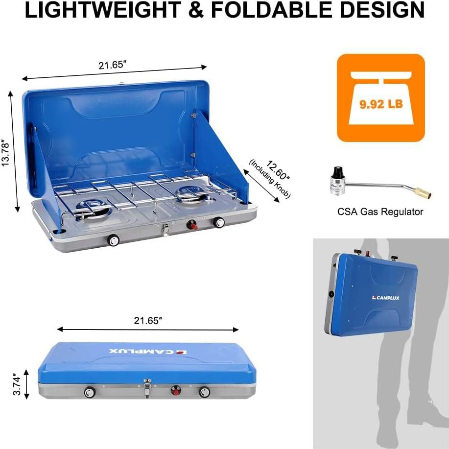 Estufa de Camping a Propano Camplux JK-6320 20,000 BTU 2 Quemadores