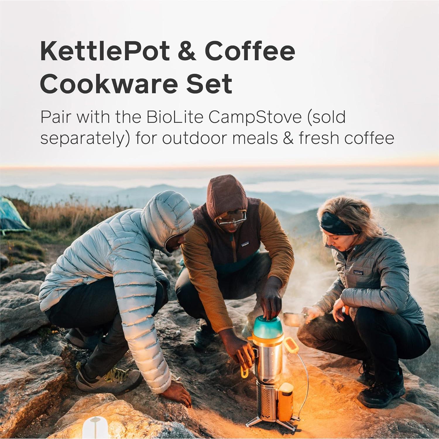 CampStove KettlePot & Coffee Set, Stainless Steel Cookware Accessory for Camping & Outdoors