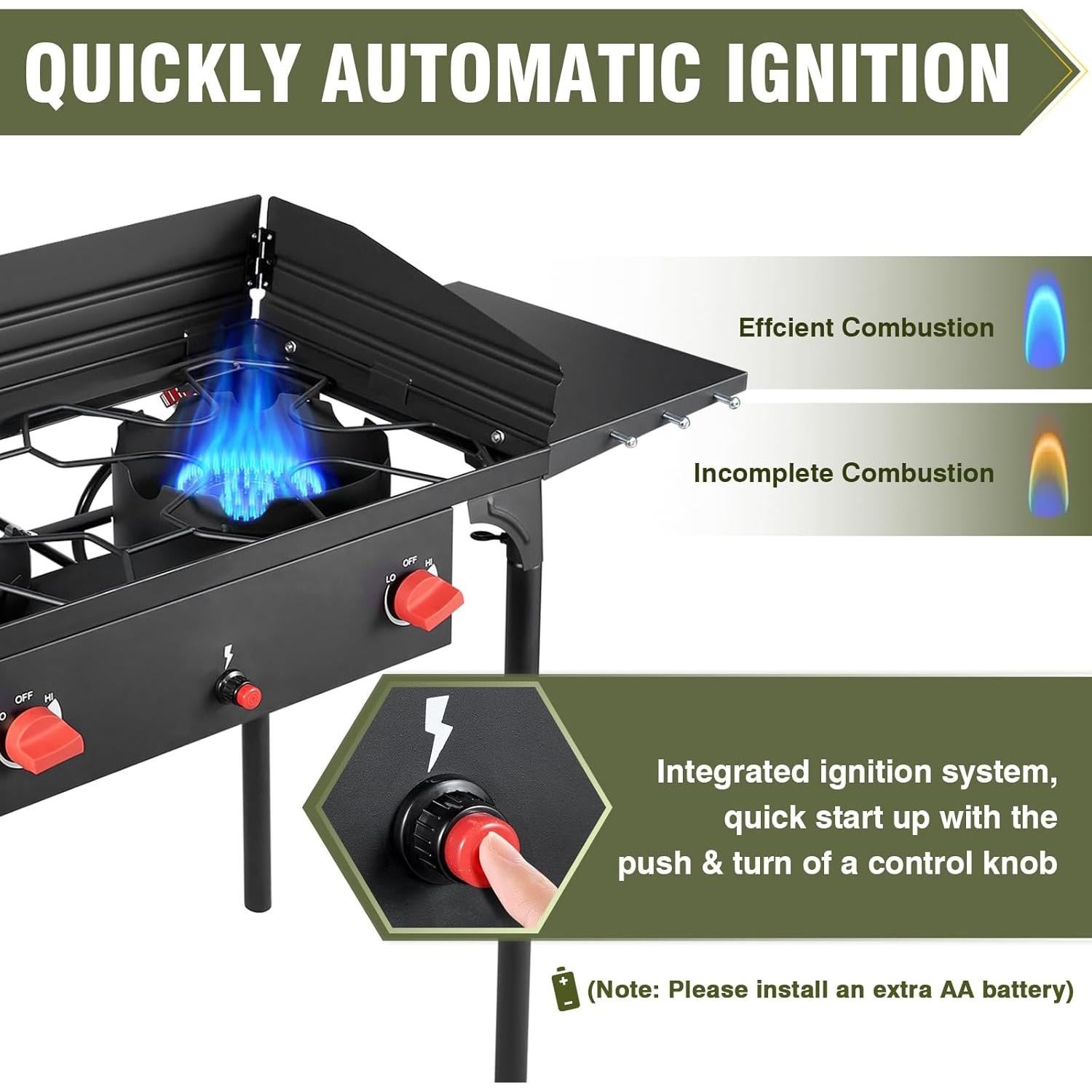 Estufa de Camping MEJORFUEGO 2 Quemadores Propano 150,000 BTU