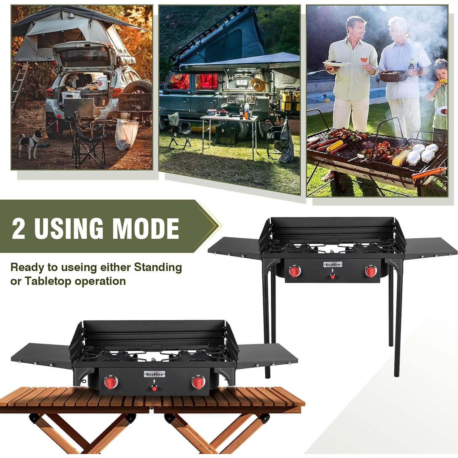 Estufa de Camping MEJORFUEGO 2 Quemadores Propano 150,000 BTU