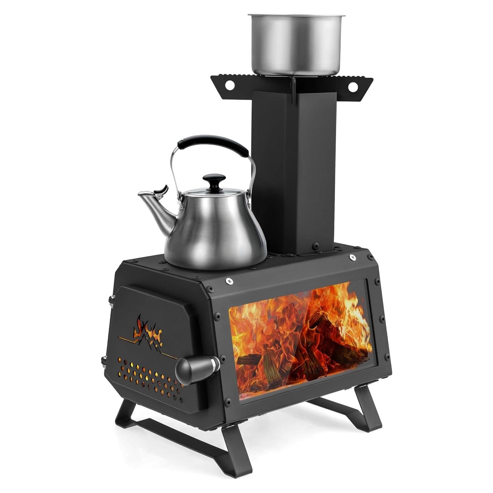 Estufa de Camping Portátil Giantex - Leña, 28x20.3x36.8 cm