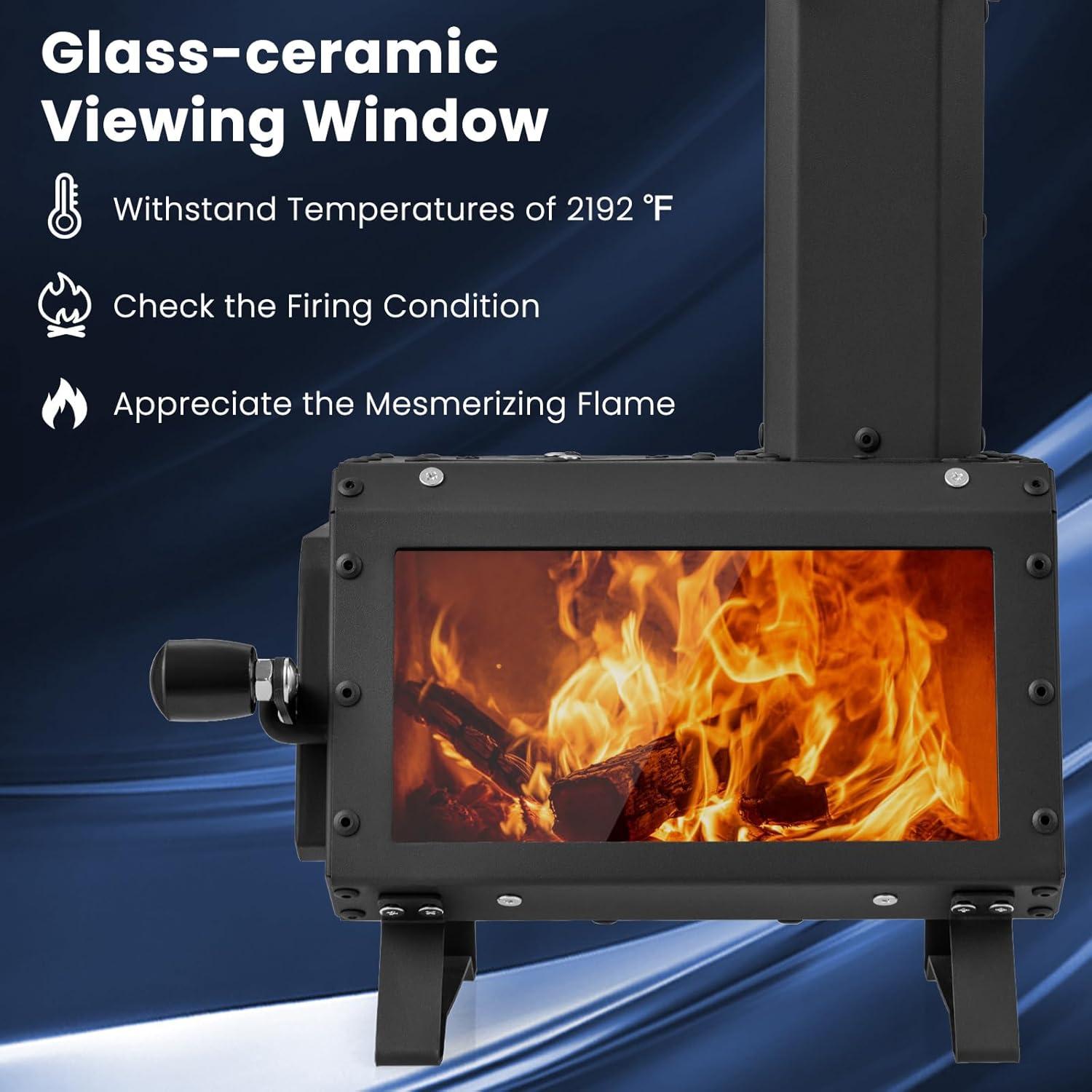 Estufa de Camping Portátil Giantex - Leña, 28x20.3x36.8 cm