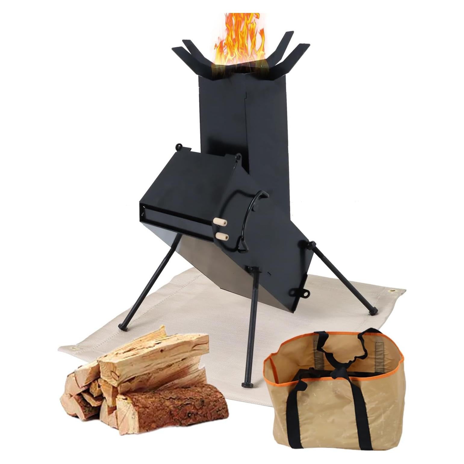 Portable Rocket Stove for Cooking Wood Burning Stove Outdoor Camping Living BBQ Picnic Emergency Survival Stove Small Outdoor Woodstove