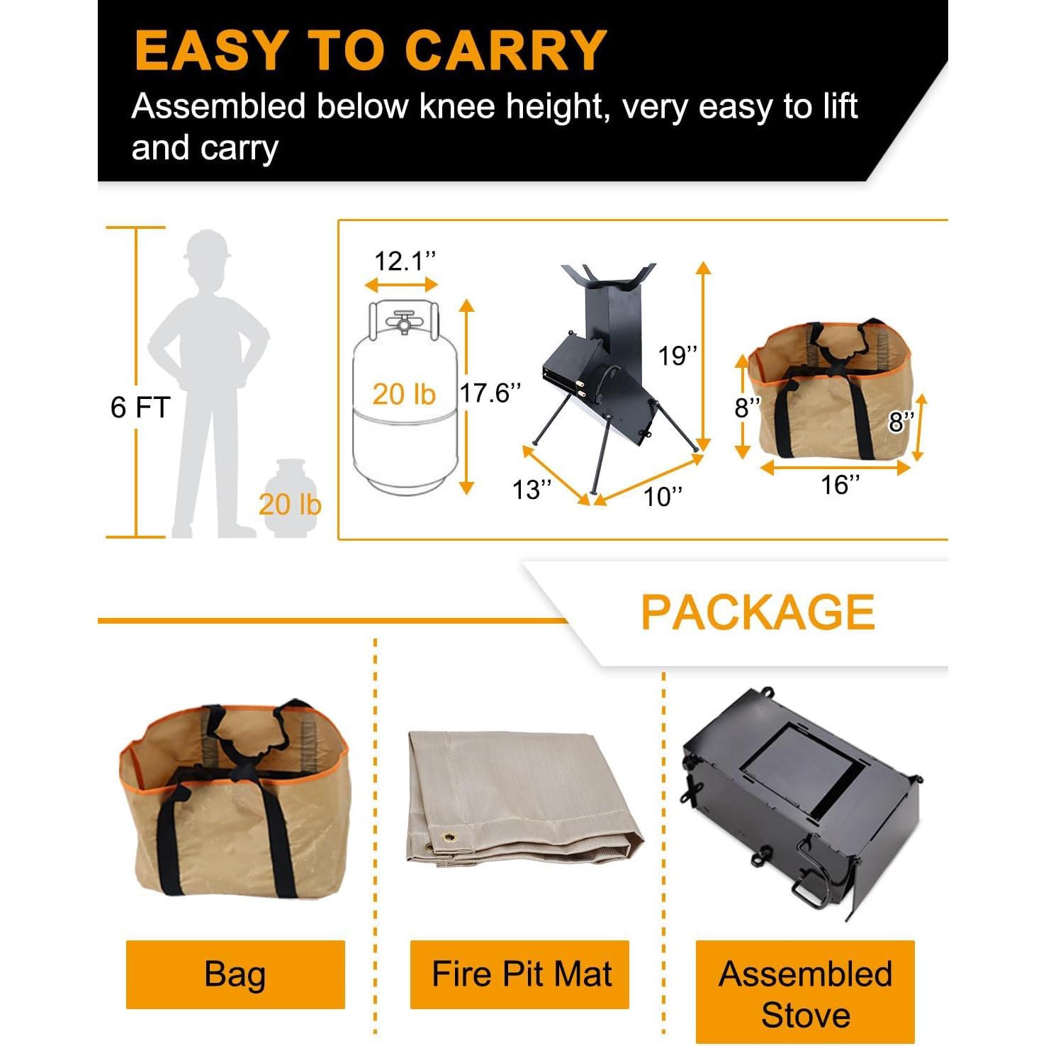 Portable Rocket Stove for Cooking Wood Burning Stove Outdoor Camping Living BBQ Picnic Emergency Survival Stove Small Outdoor Woodstove