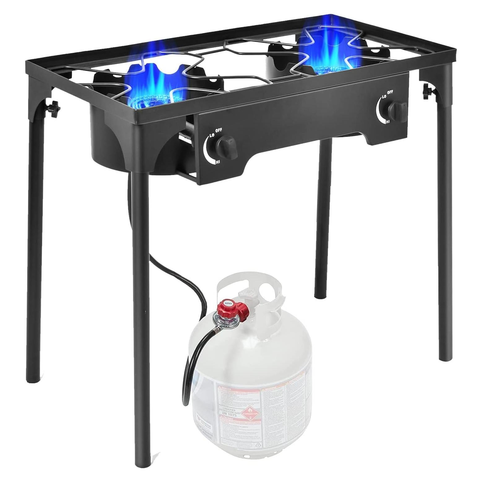 Estufa de Camping Goplus Doble Quemador 150,000 BTU Hierro Fundido