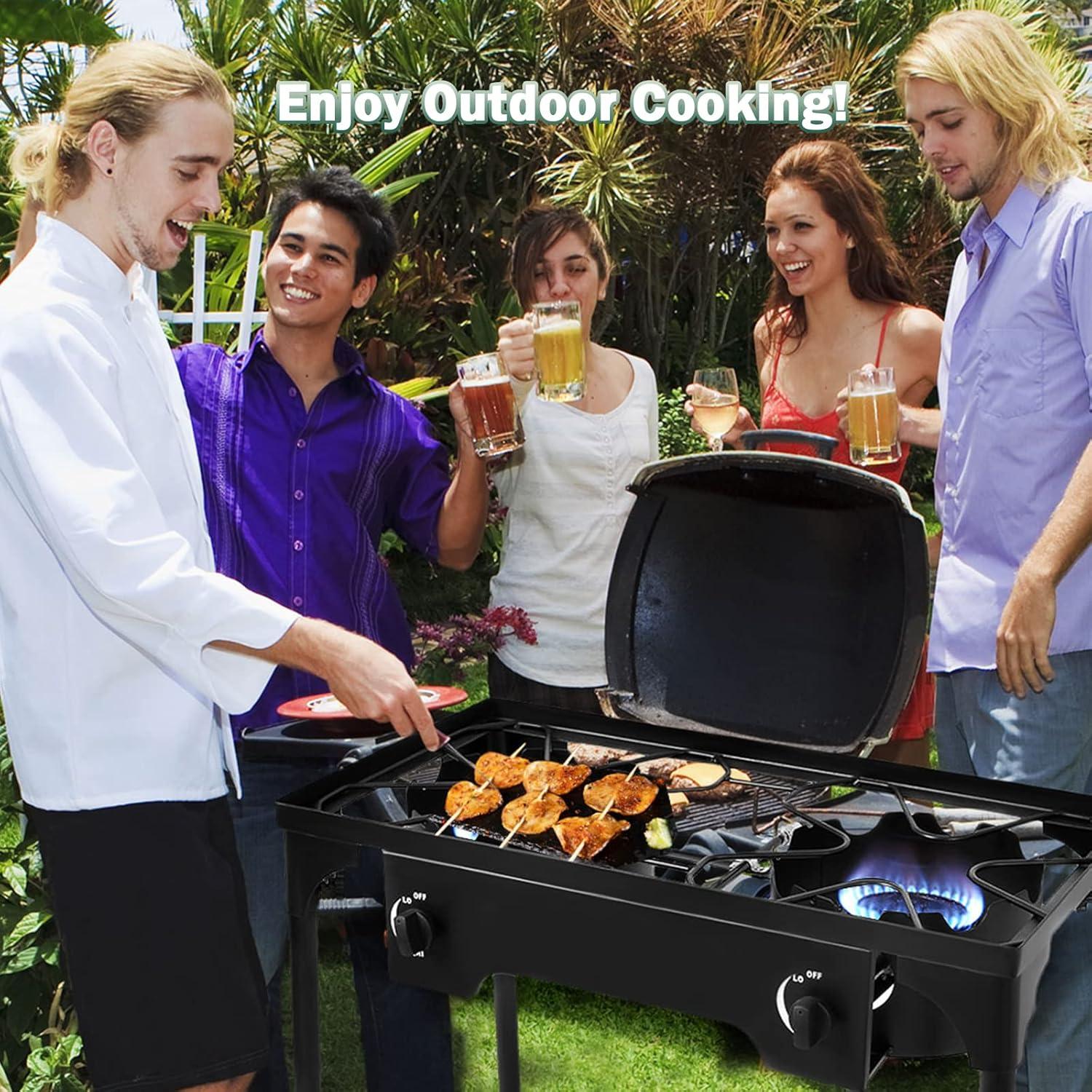 Estufa de Camping Goplus Doble Quemador 150,000 BTU Hierro Fundido