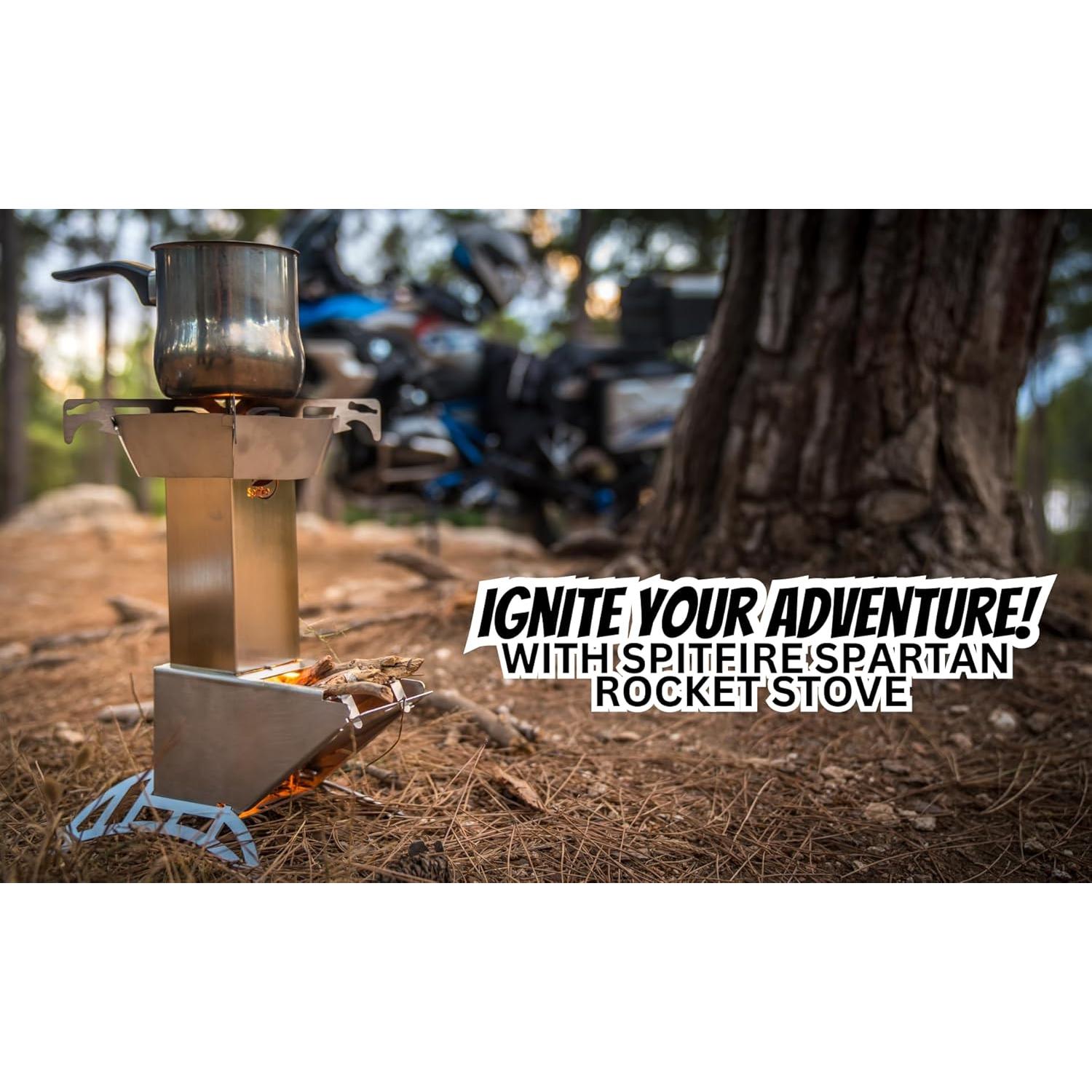 Spitfire Rocket Stove - Spartan Light Rocket Stove Wood Burning Portable Stove w/Travel Case, Collapsible Backpacking Wood Stove, Camp Rocket Stove, Outdoor cooking stove Estufa De Leña Para Cocinar