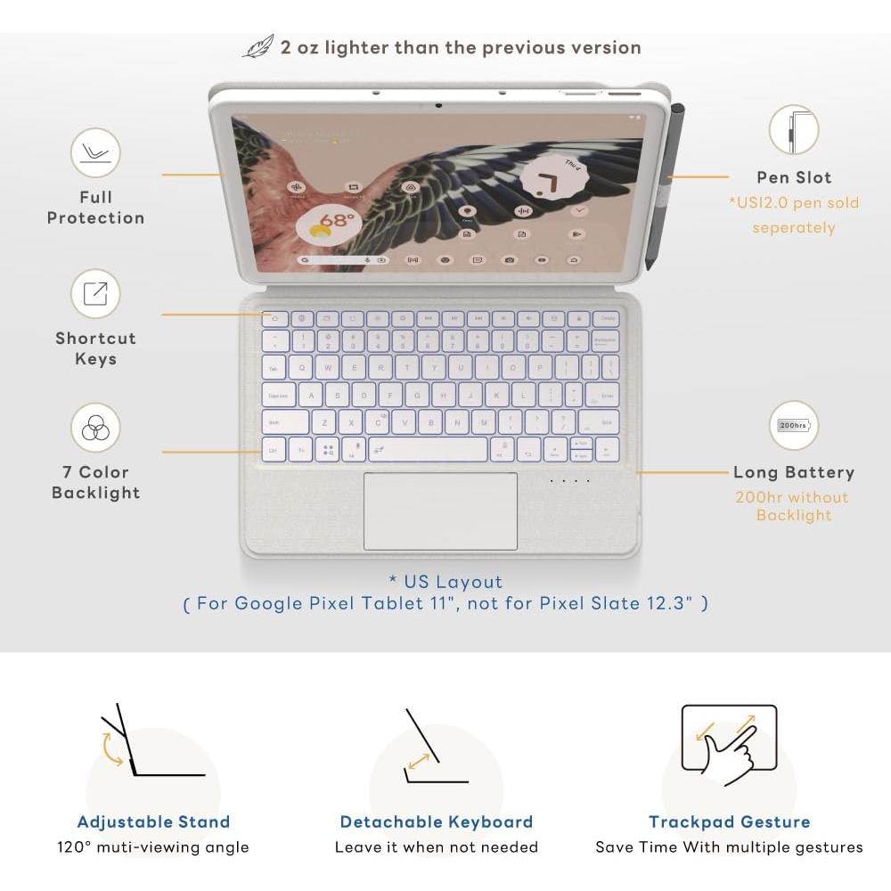 Funda de Teclado EIP Magnetix para Google Pixel Tablet 11"