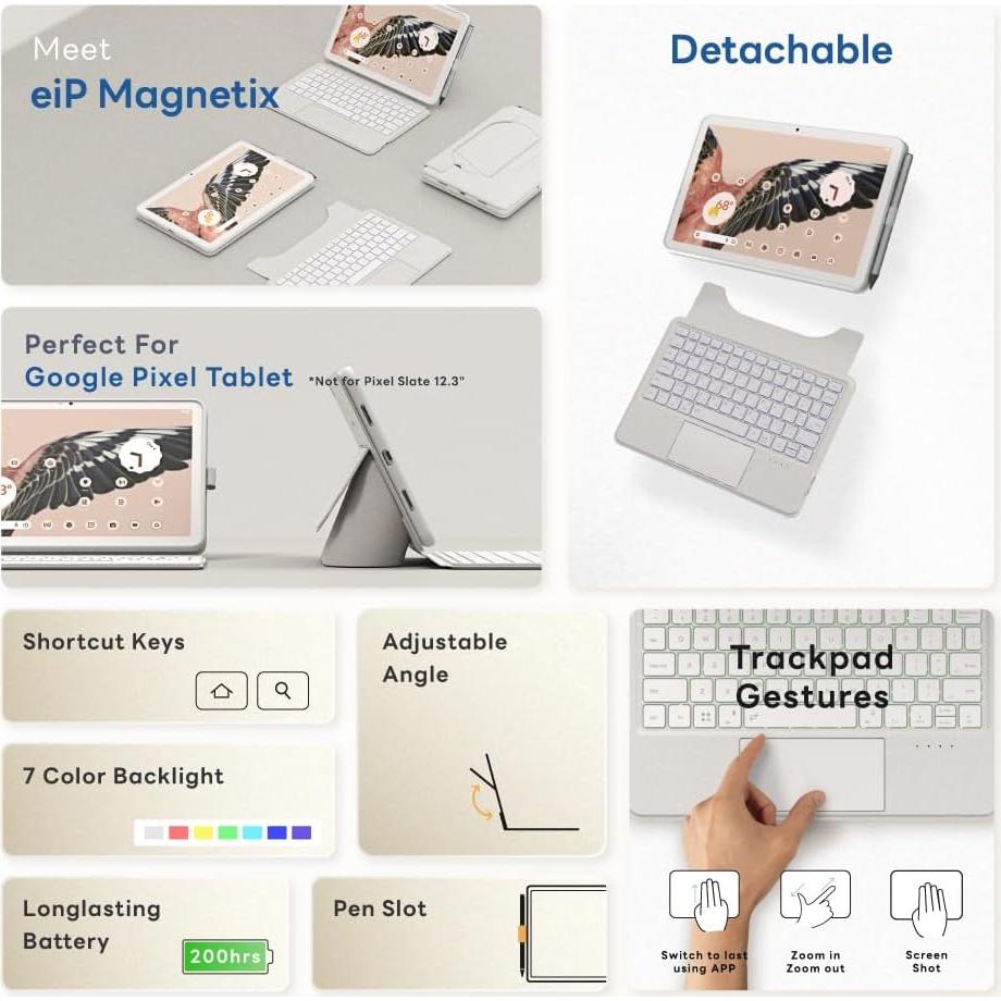 Funda de Teclado EIP Magnetix para Google Pixel Tablet 11"