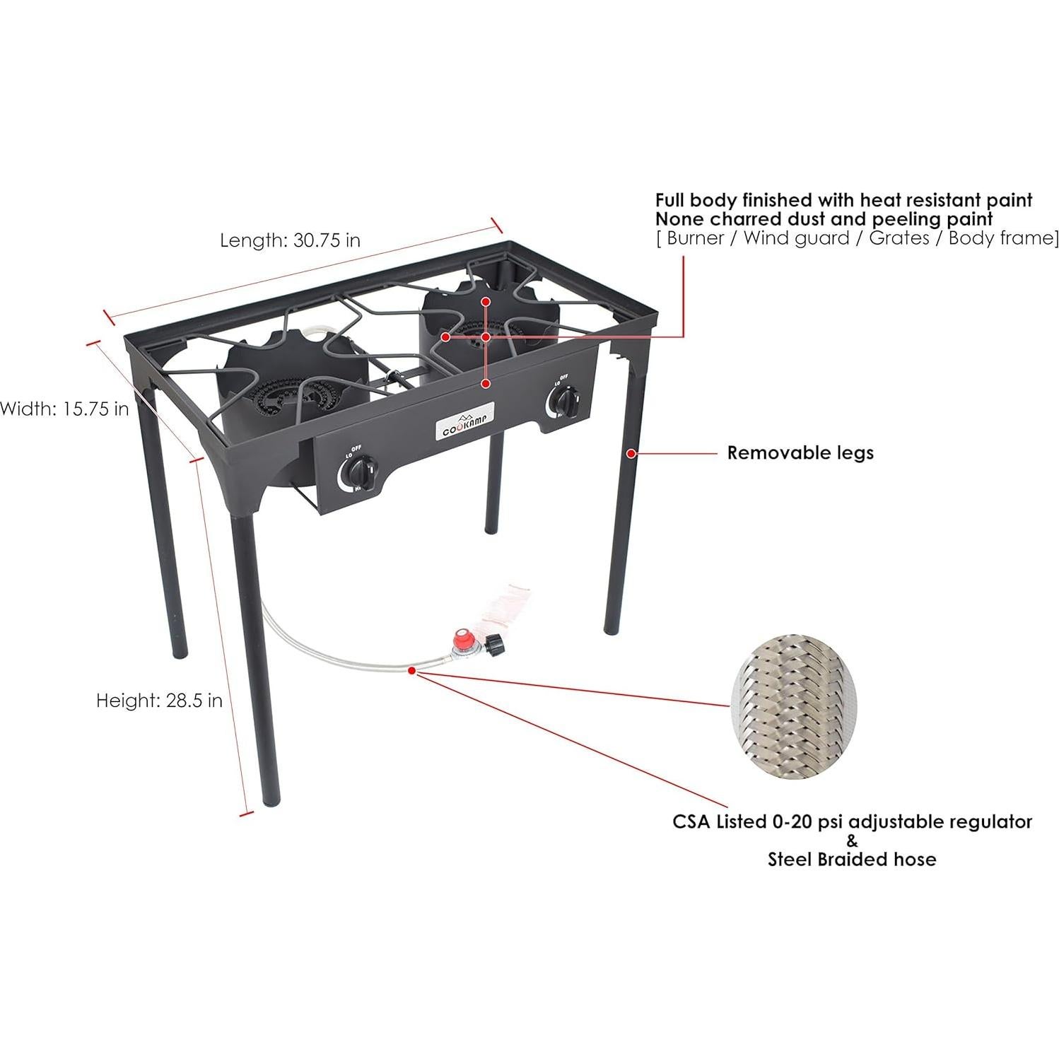 Estufa de Camping COOKAMP SA2500 Doble Quemador 110,000 BTU