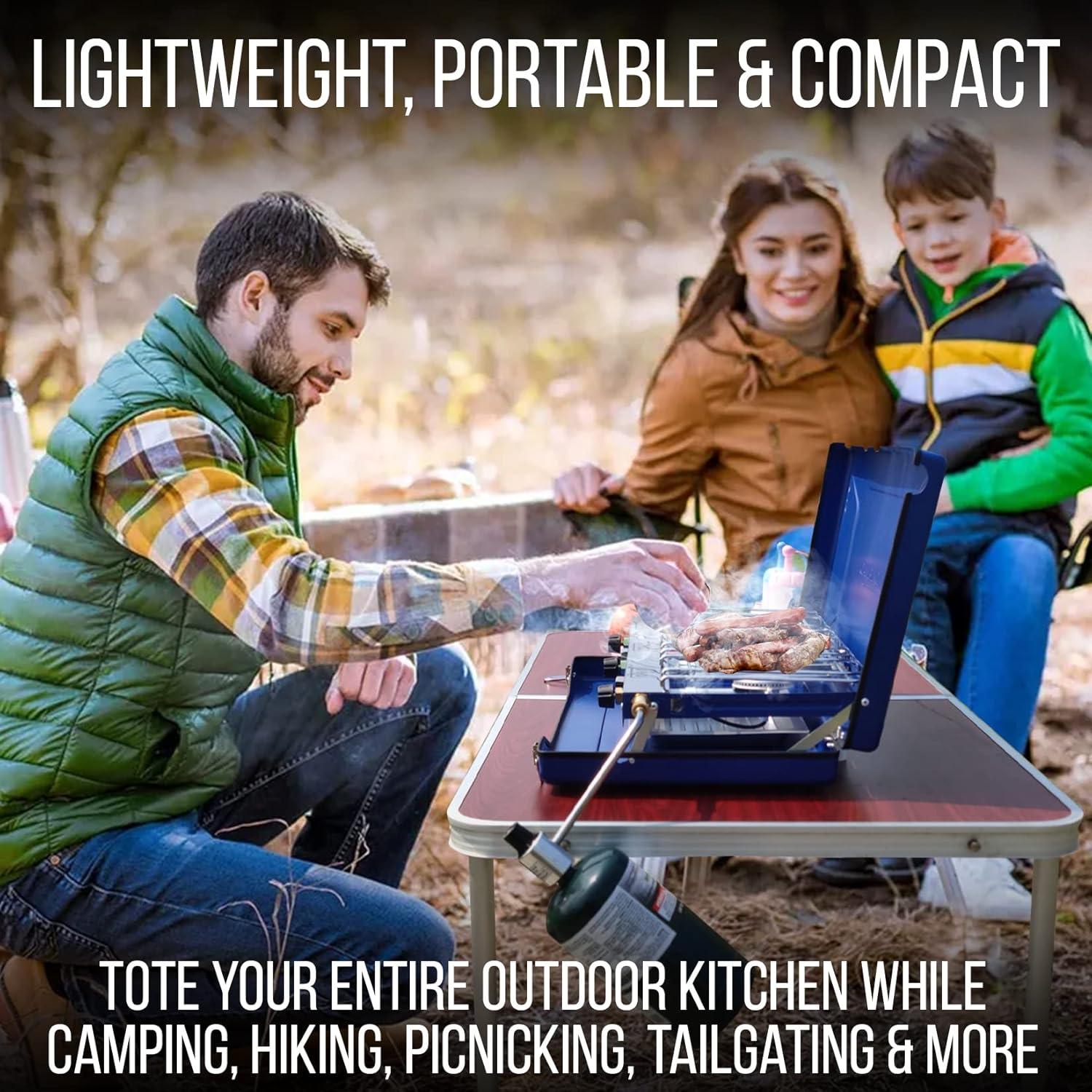 Estufa de Gas Propano Portátil Cybring 3 Quemadores Acero Inoxidable