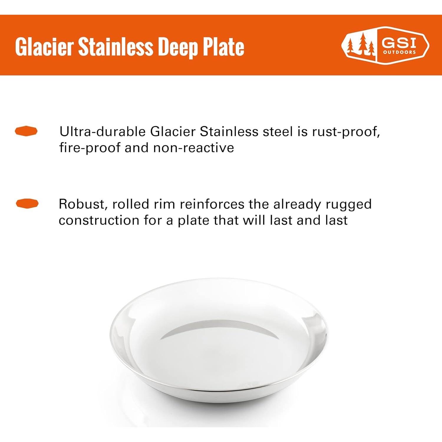 Plato Profundo de Acero Inoxidable GSI Outdoors Glacier 21.6 cm