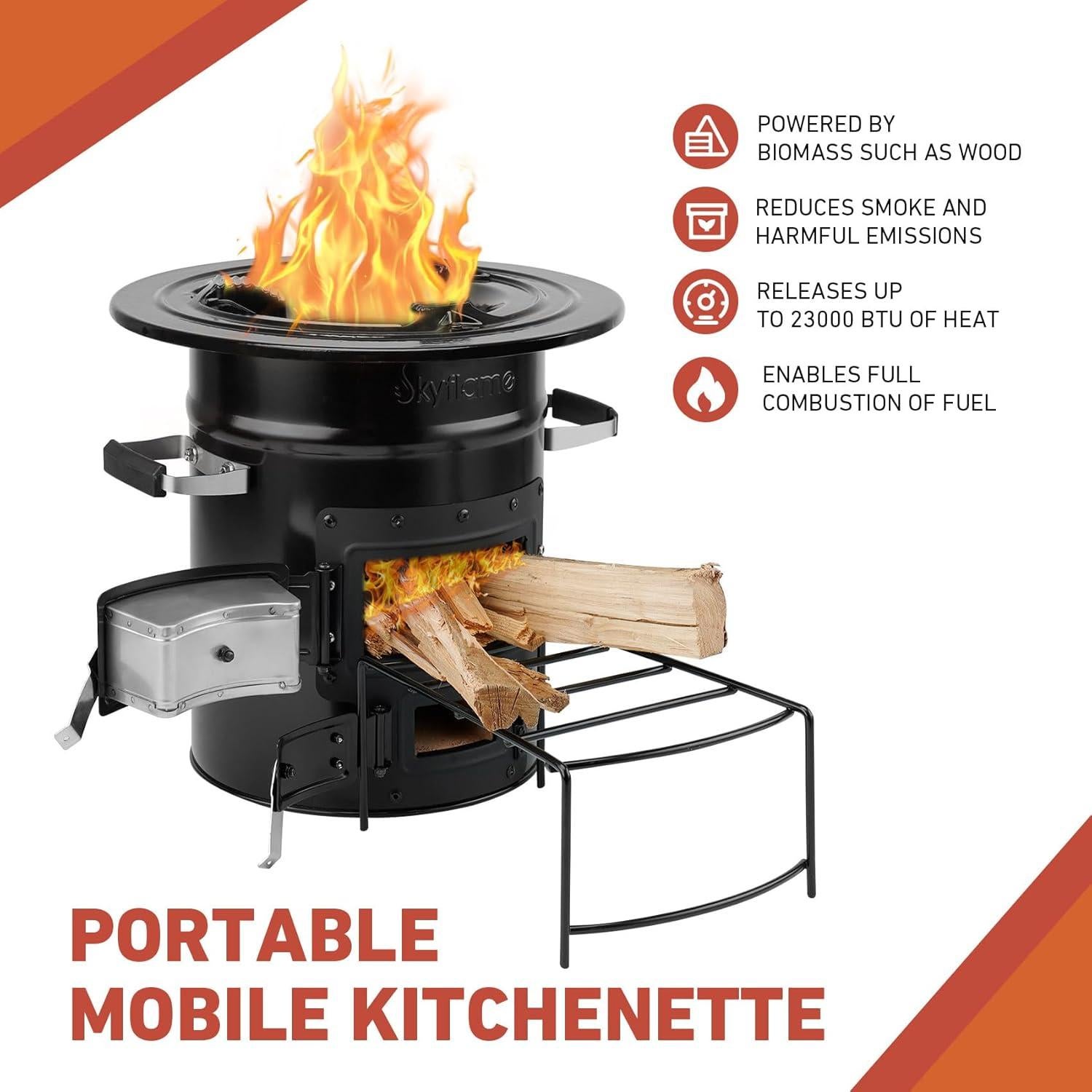 Estufa de Cohete de Leña Skyflame 9.03 kg para Camping