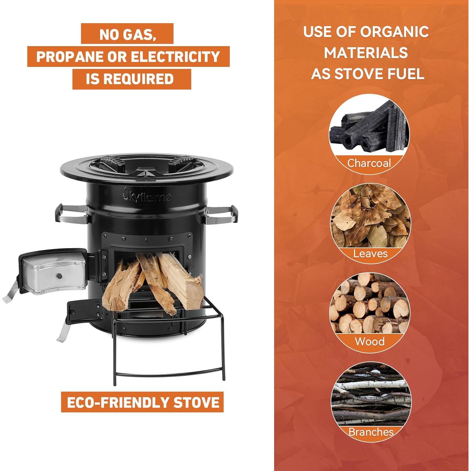 Estufa de Cohete de Leña Skyflame 9.03 kg para Camping