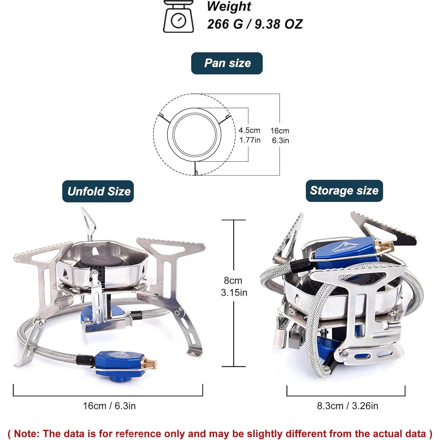 Estufa de Camping Plegable Widesea 3500W a Prueba de Viento