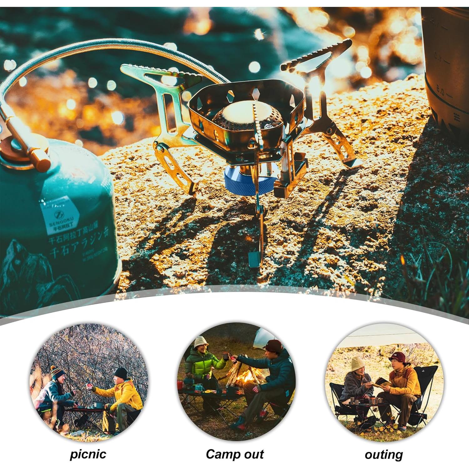 Estufa de Camping Plegable Widesea 3500W a Prueba de Viento