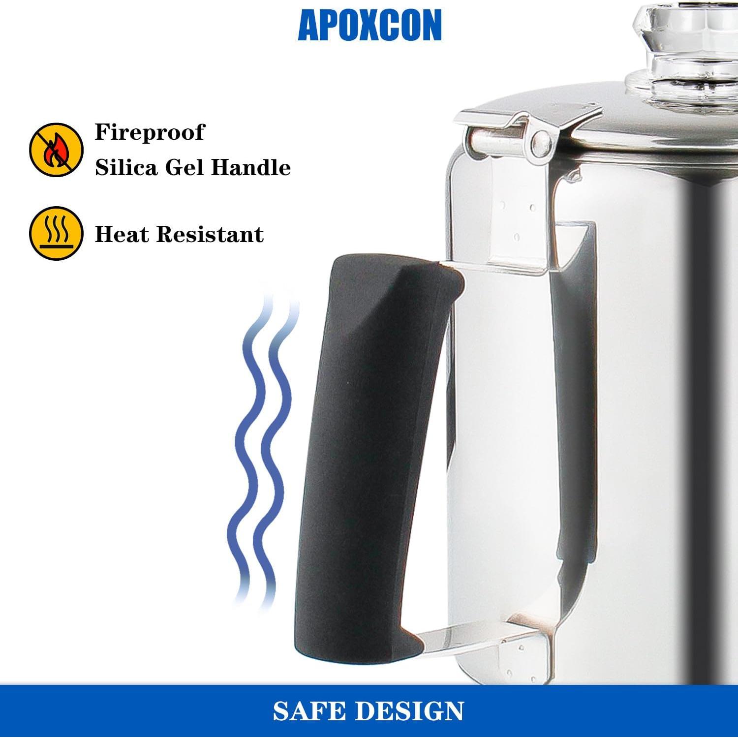 Cafetera Percoladora de Acero Inoxidable APOXCON 6 Tazas