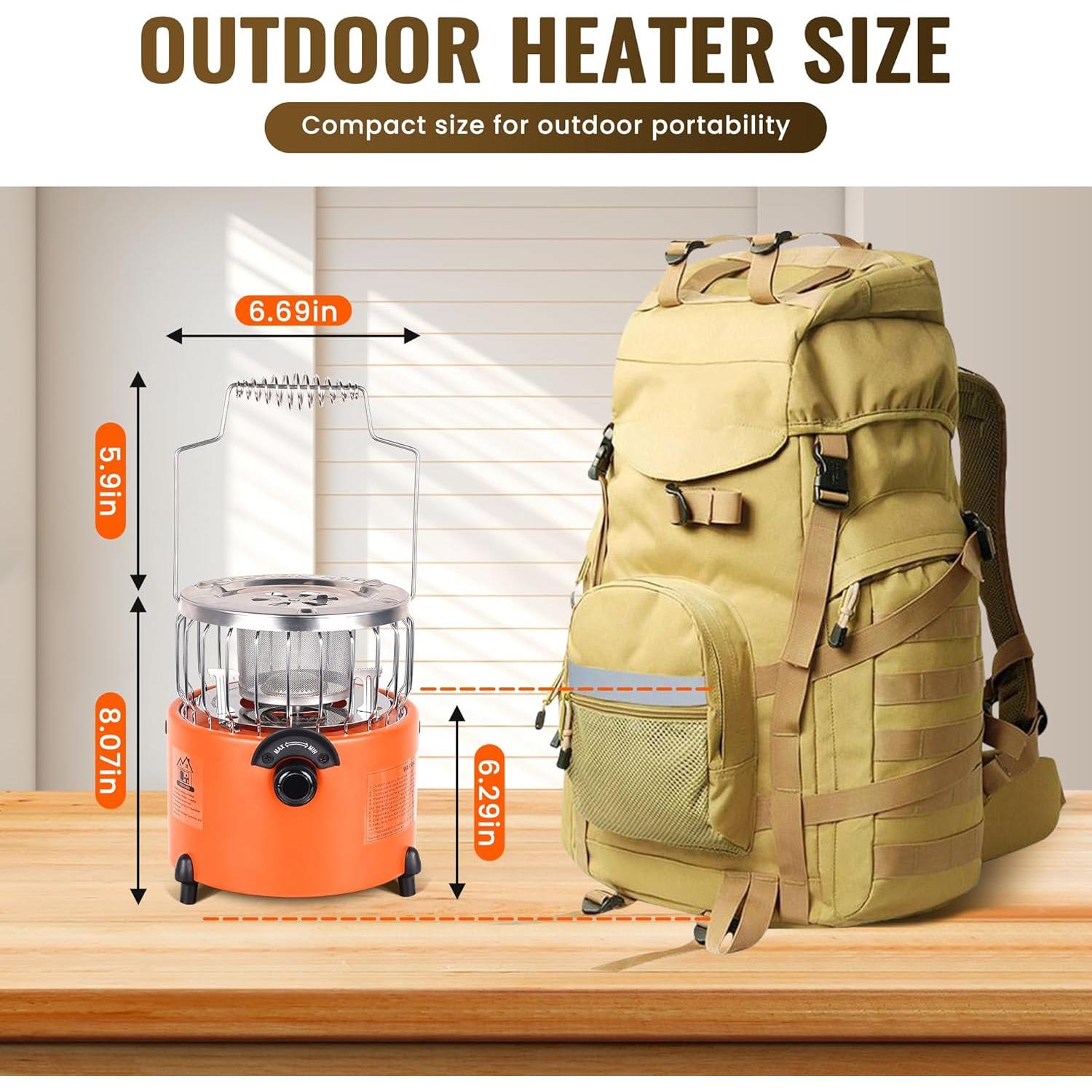 2 in 1 Portable Propane Camping Stove and Heater, Mini Cooking Stove with Hose Connector, Outdoor Propane Heater Gas Stove for Patio, Tent, Ice Fishing, Emergency Use Burner