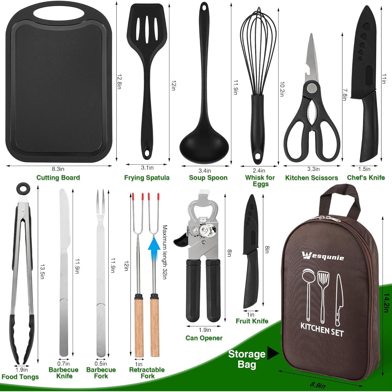 Juego de utensilios de cocina para camping Wesqunie 14 piezas