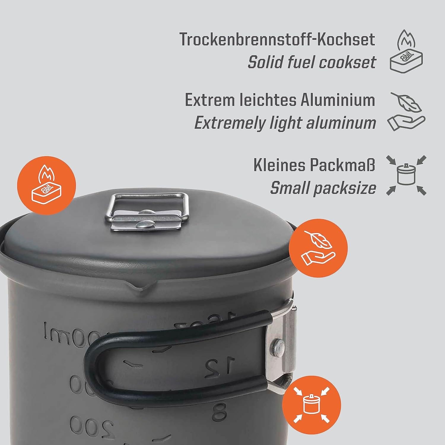 Juego de Cocina Ligero Esbit CS585HA 3 Piezas 585ml Aluminio