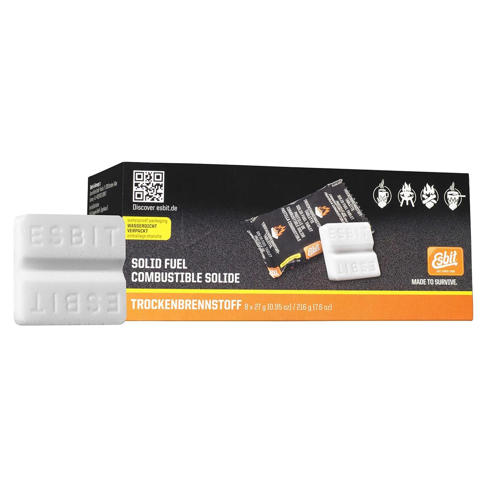 Tabletas de Combustible Sólido Esbit 27g - Paquete de 8 para Camping