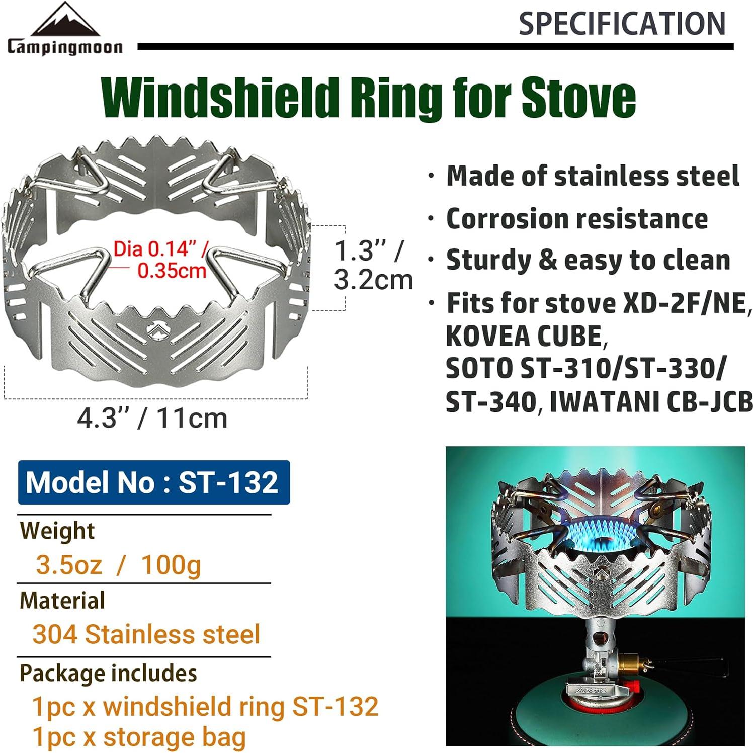 Anillo Paravientos Campingmoon Acero Inoxidable ST-132 11x3.2cm