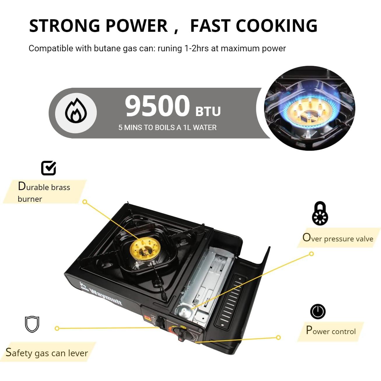 Estufa de Camping Portátil Waymult BDZ-155A Butano 1 Quemador