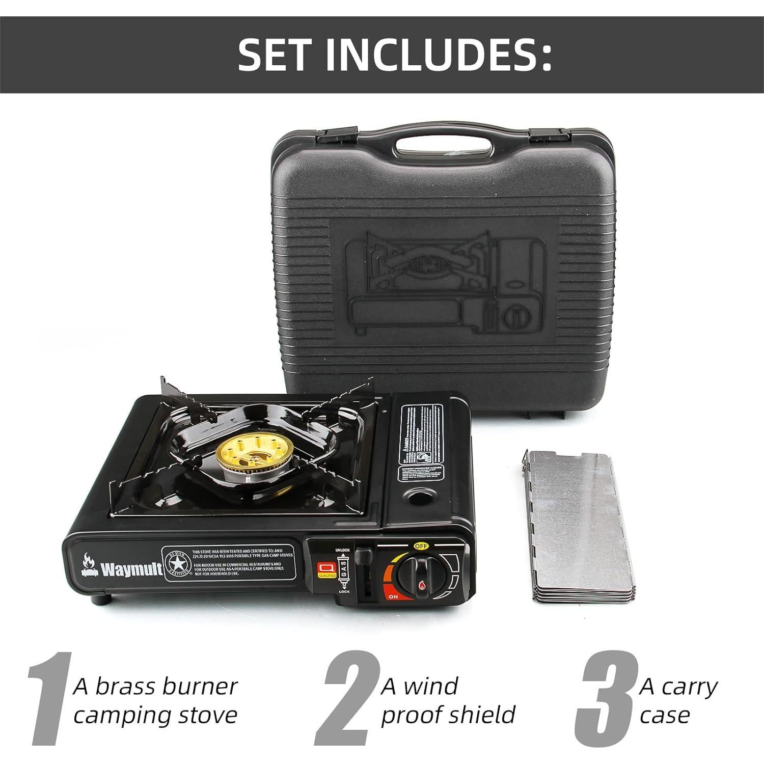 Estufa de Camping Portátil Waymult BDZ-155A Butano 1 Quemador