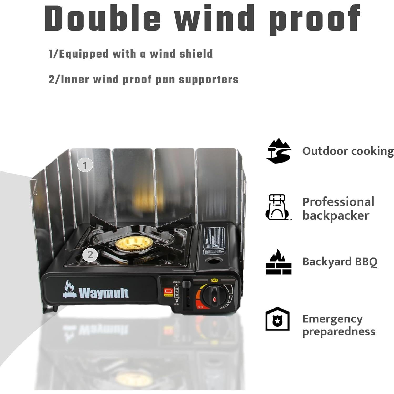 Estufa de Camping Portátil Waymult BDZ-155A Butano 1 Quemador