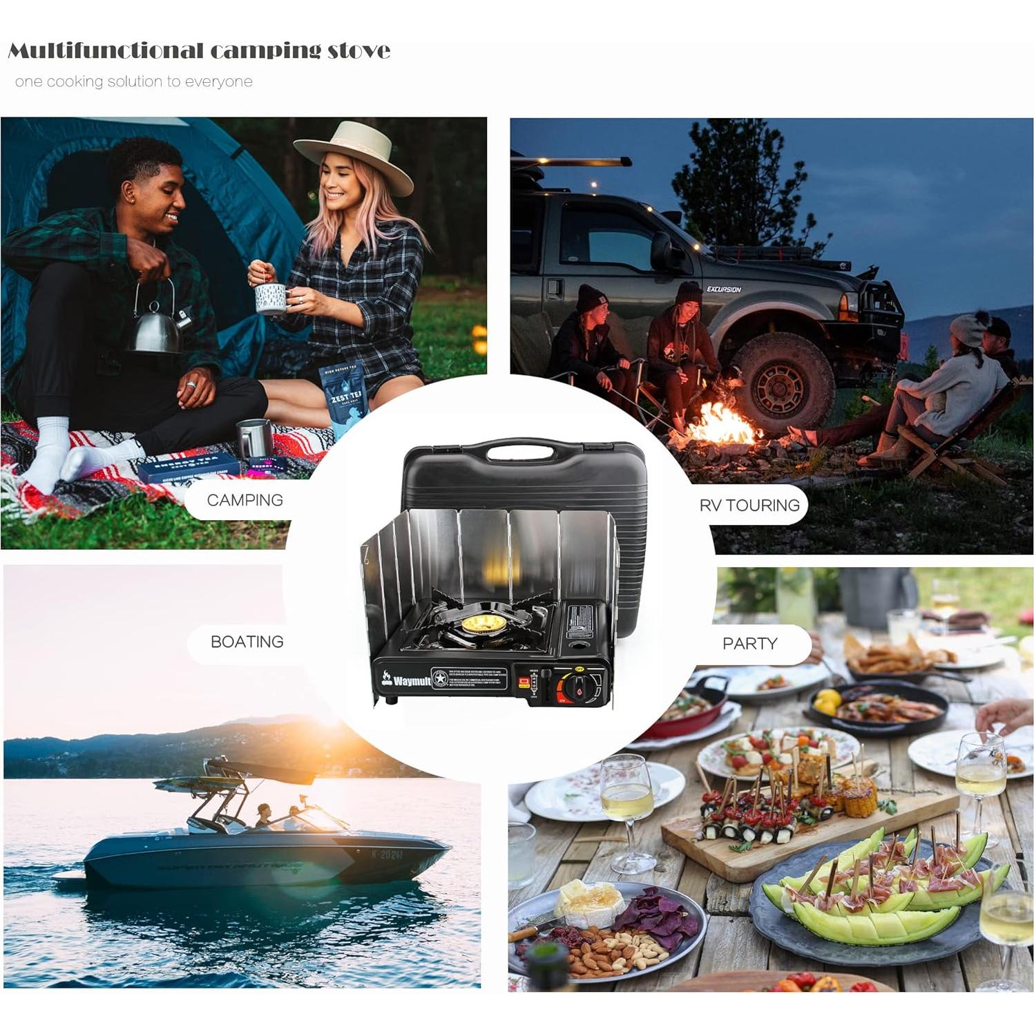 Estufa de Camping Portátil Waymult BDZ-155A Butano 1 Quemador