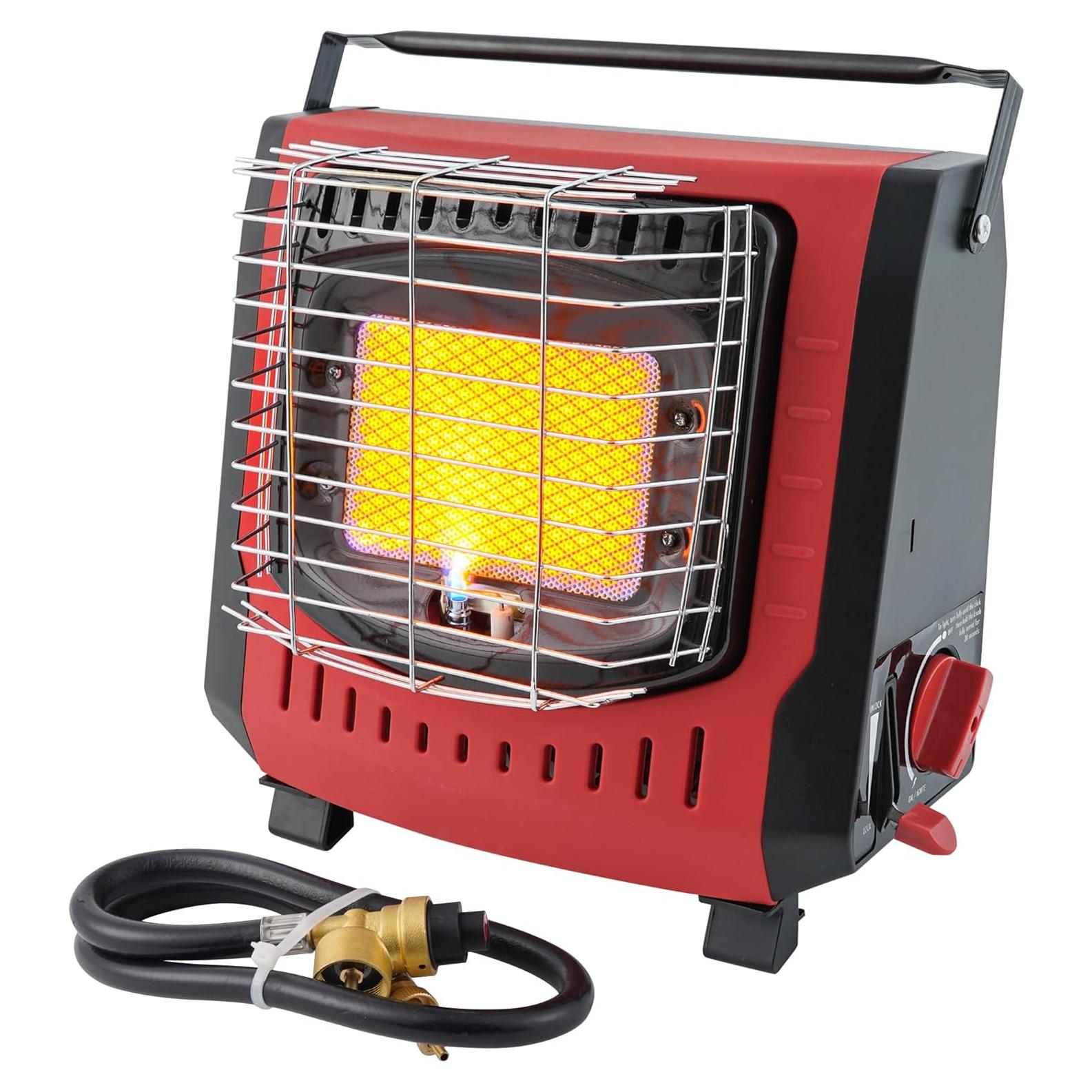 Upgrade Dual Fuel Portable Outdoor Heater with self ignition,Fuel by Butane/Propane, 9000BTU,Tip-over|Low-Oxygen Safety Shutoff,Portable Camping Heater for Tents,Camping,Hiking,RV(Fuel not included)