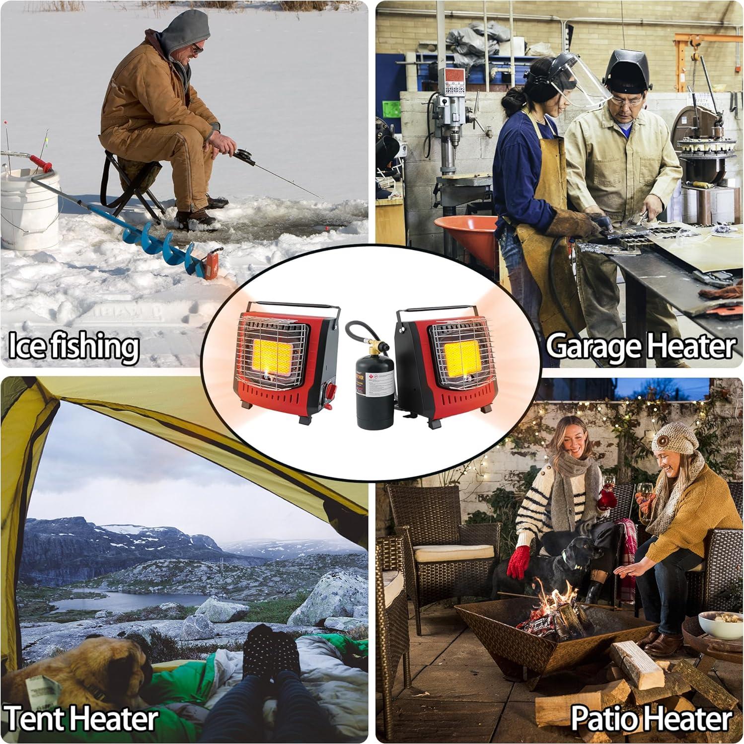 Upgrade Dual Fuel Portable Outdoor Heater with self ignition,Fuel by Butane/Propane, 9000BTU,Tip-over|Low-Oxygen Safety Shutoff,Portable Camping Heater for Tents,Camping,Hiking,RV(Fuel not included)