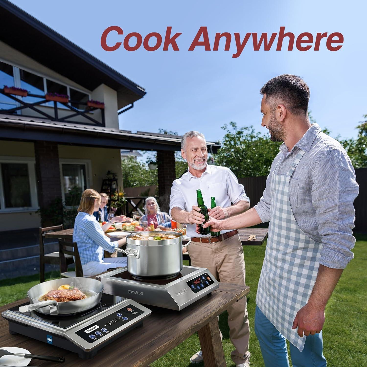 Cocina de Inducción Portátil ChangBERT 1800W Acero Inoxidable