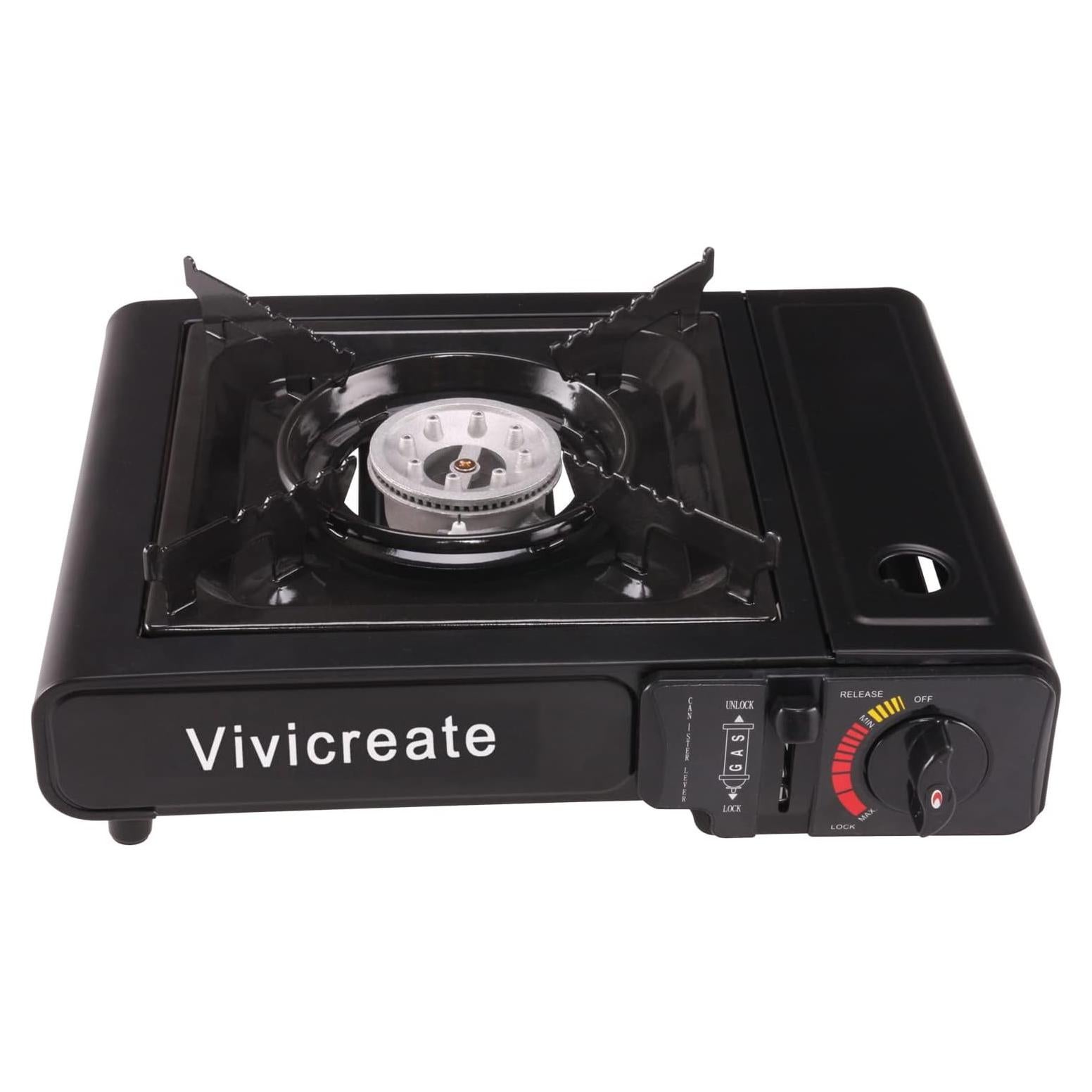 Vivicreate 7000 BTU Portable Butane Gas Stove for Camping Cooking Outdoor, Lightweight Portable Stove Burner with Auto Ignition, Estufa de Gas Portátil para Camping al Aire Libre（Blue）
