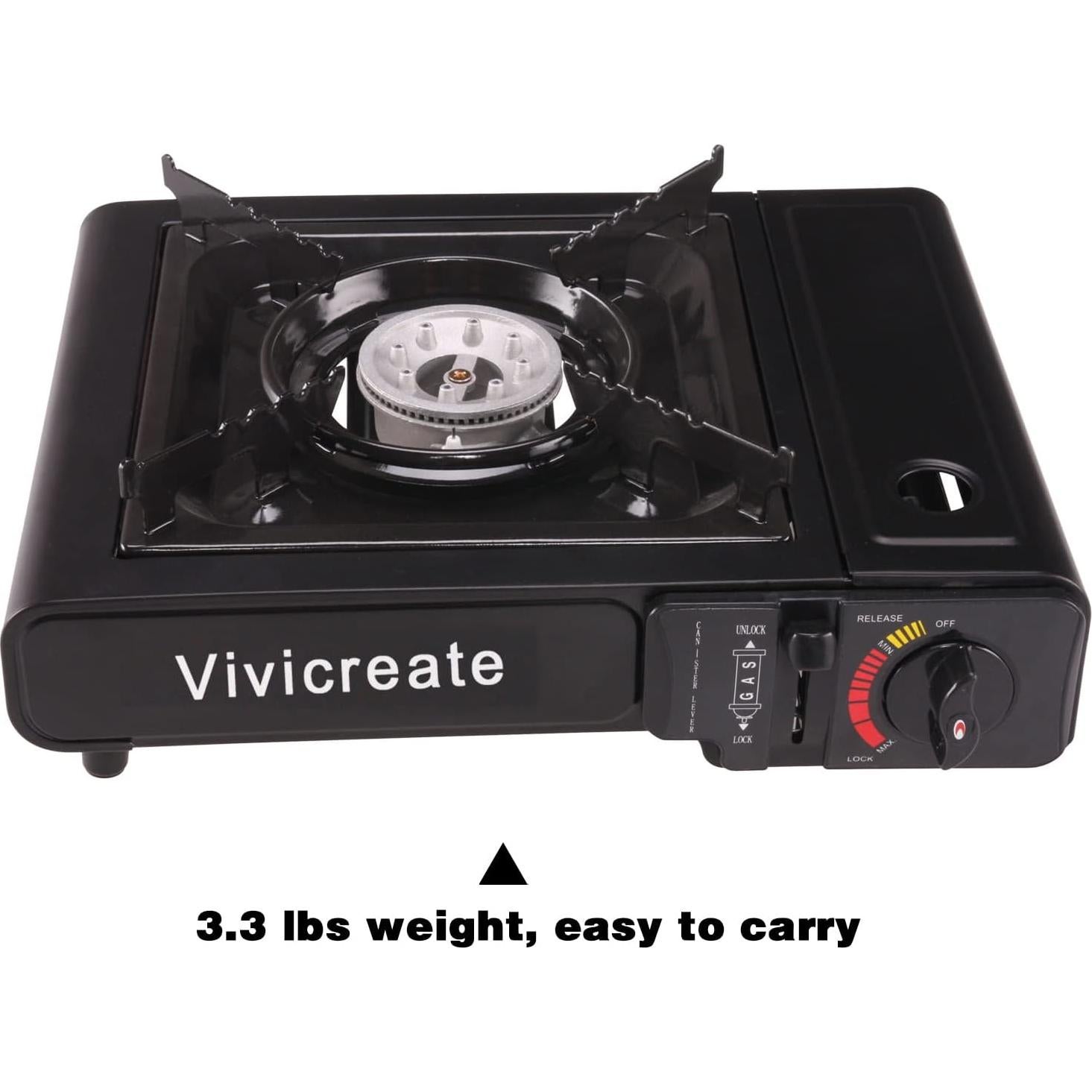 Vivicreate 7000 BTU Portable Butane Gas Stove for Camping Cooking Outdoor, Lightweight Portable Stove Burner with Auto Ignition, Estufa de Gas Portátil para Camping al Aire Libre（Blue）