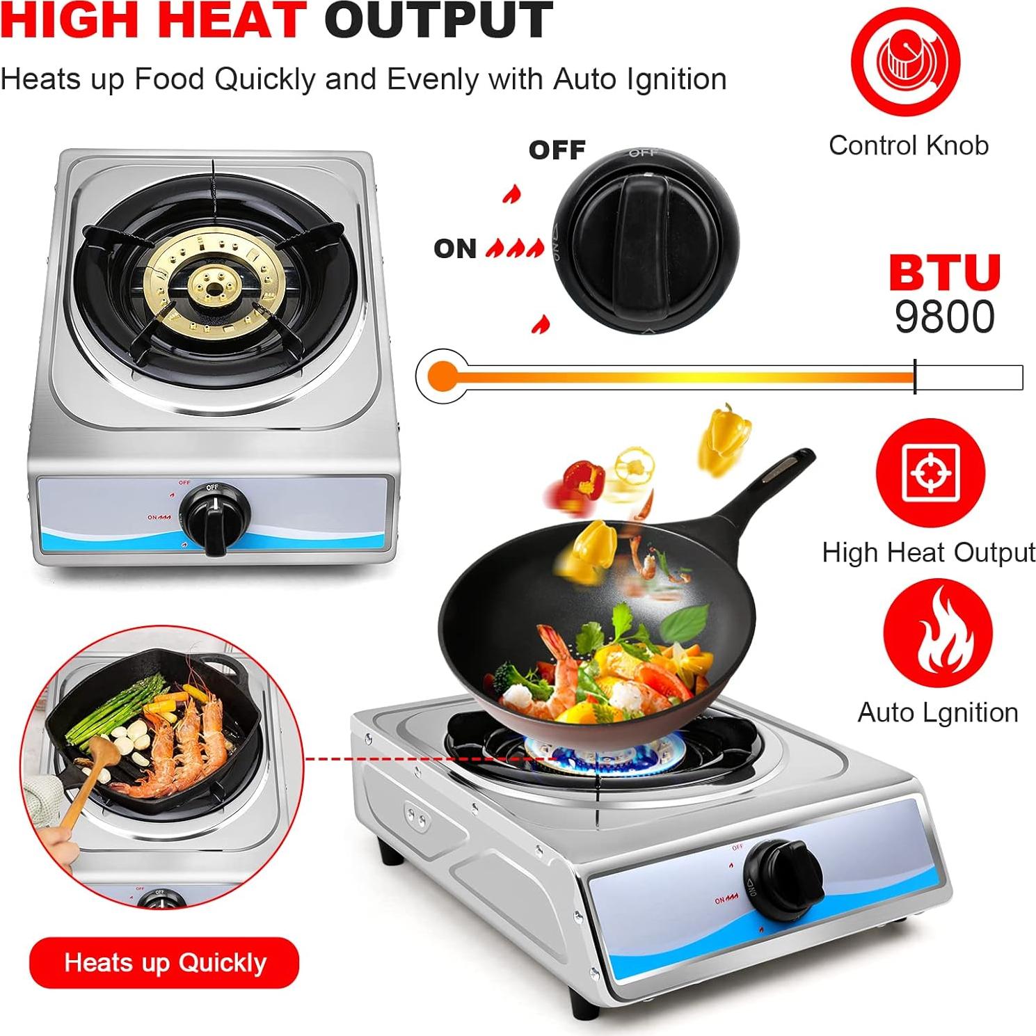 Cocina de Gas Portátil FORIMO 1 Quemador Acero Inoxidable 2.9 kW