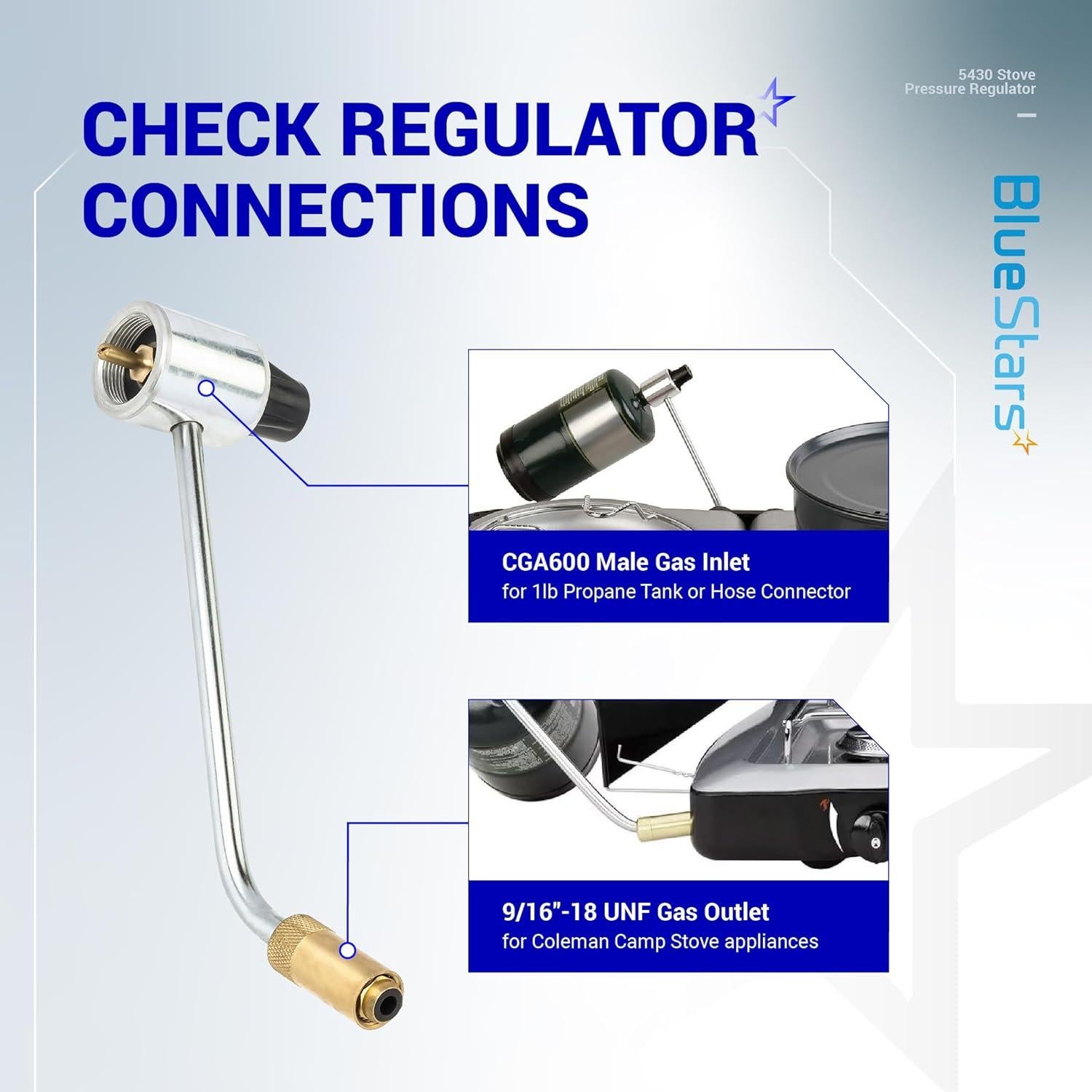 Upgraded 5430 Gas Stove Pressure Regulator Replacement for Coleman Propane Stoves Grills, Fold N Go Stove Accessories - Maintains Stable LP Gas Flow, NOT Compatible with Roadtrip LXE Grills