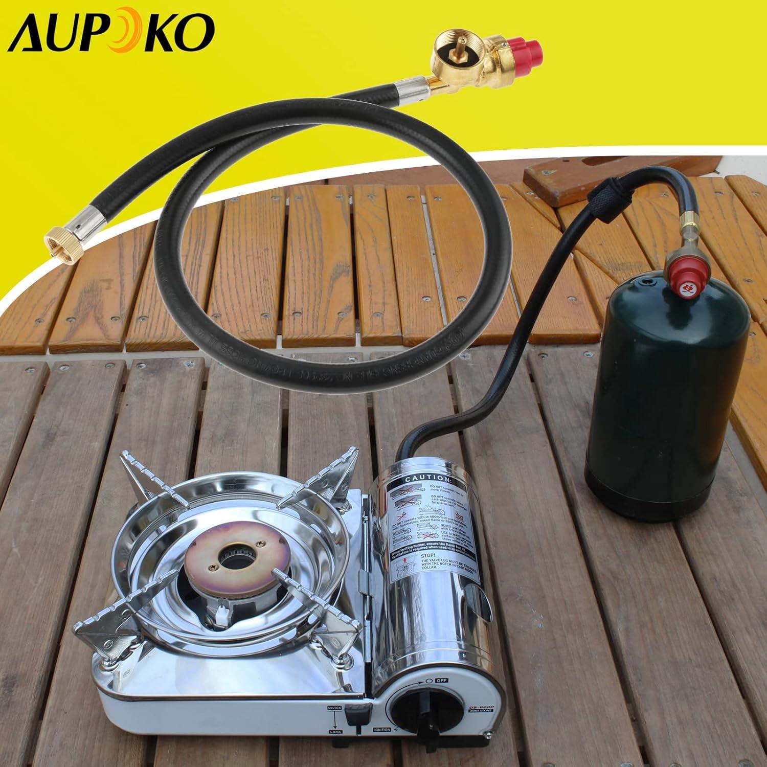 Dual Fuel Camp Stove Replacement Hose, Portable Propane Stove Replacement 27.5 Inch Hose Convert to 1LB Disposal Bottle, M16 x 1.5 Propane Regulator Hose for Portable Stove