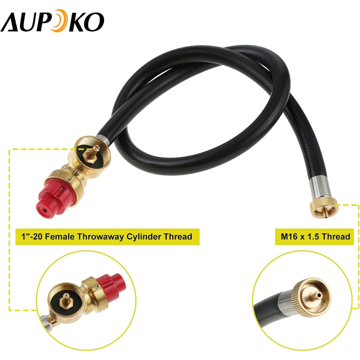 Dual Fuel Camp Stove Replacement Hose, Portable Propane Stove Replacement 27.5 Inch Hose Convert to 1LB Disposal Bottle, M16 x 1.5 Propane Regulator Hose for Portable Stove