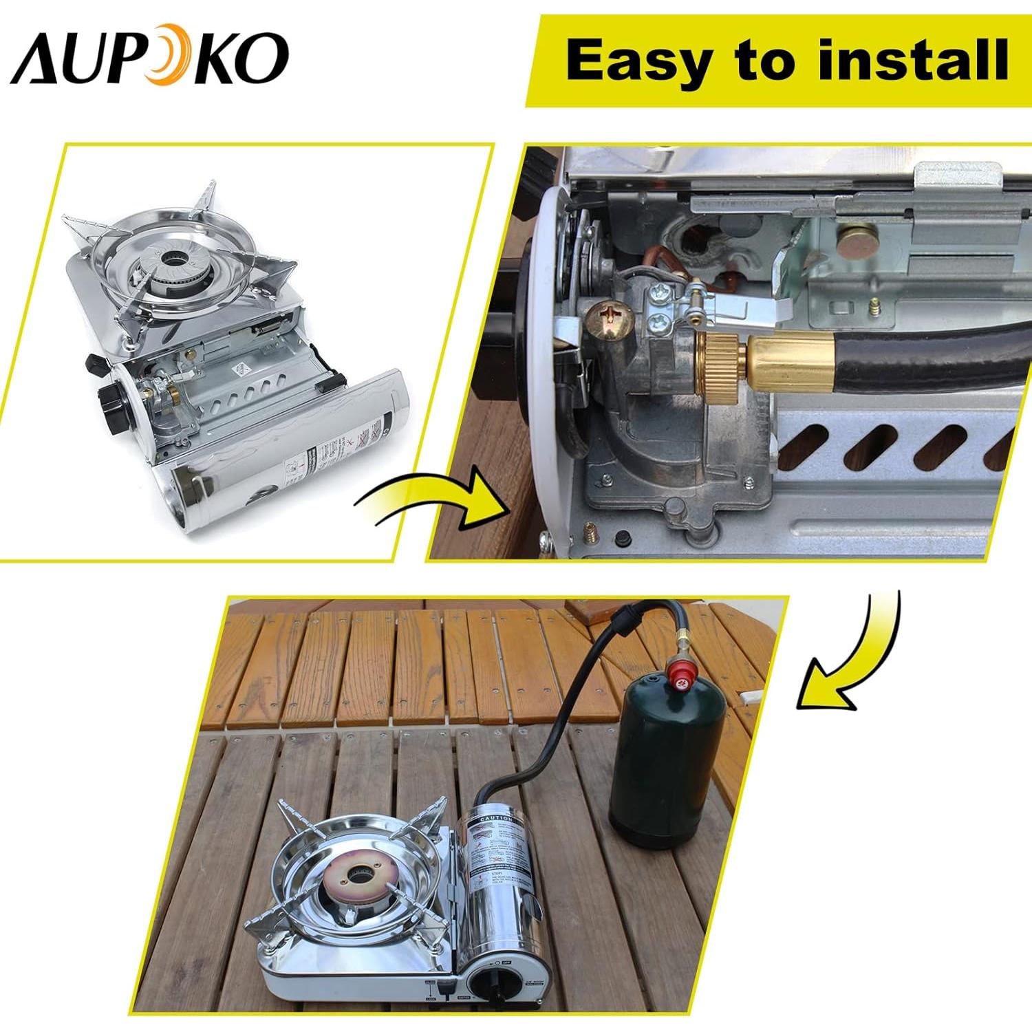 Dual Fuel Camp Stove Replacement Hose, Portable Propane Stove Replacement 27.5 Inch Hose Convert to 1LB Disposal Bottle, M16 x 1.5 Propane Regulator Hose for Portable Stove
