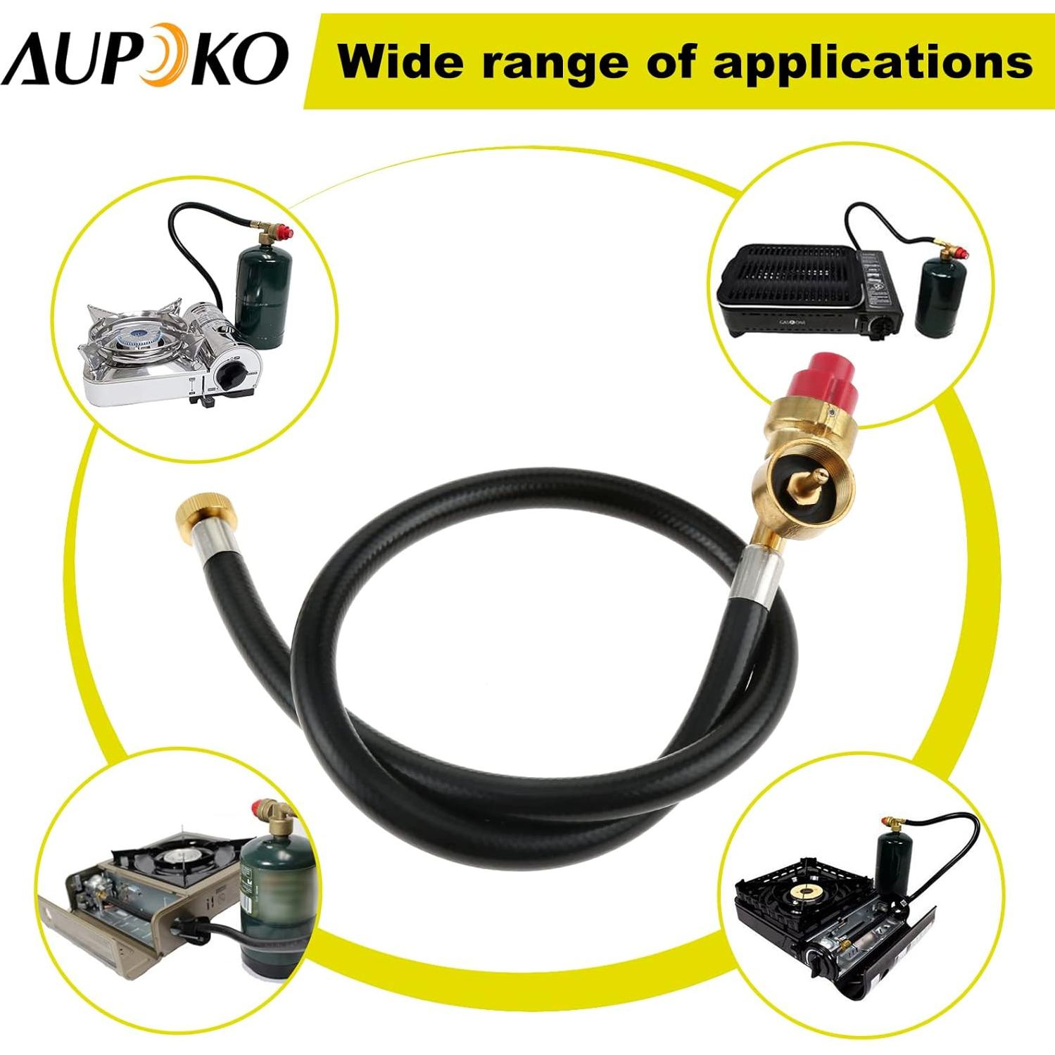 Dual Fuel Camp Stove Replacement Hose, Portable Propane Stove Replacement 27.5 Inch Hose Convert to 1LB Disposal Bottle, M16 x 1.5 Propane Regulator Hose for Portable Stove