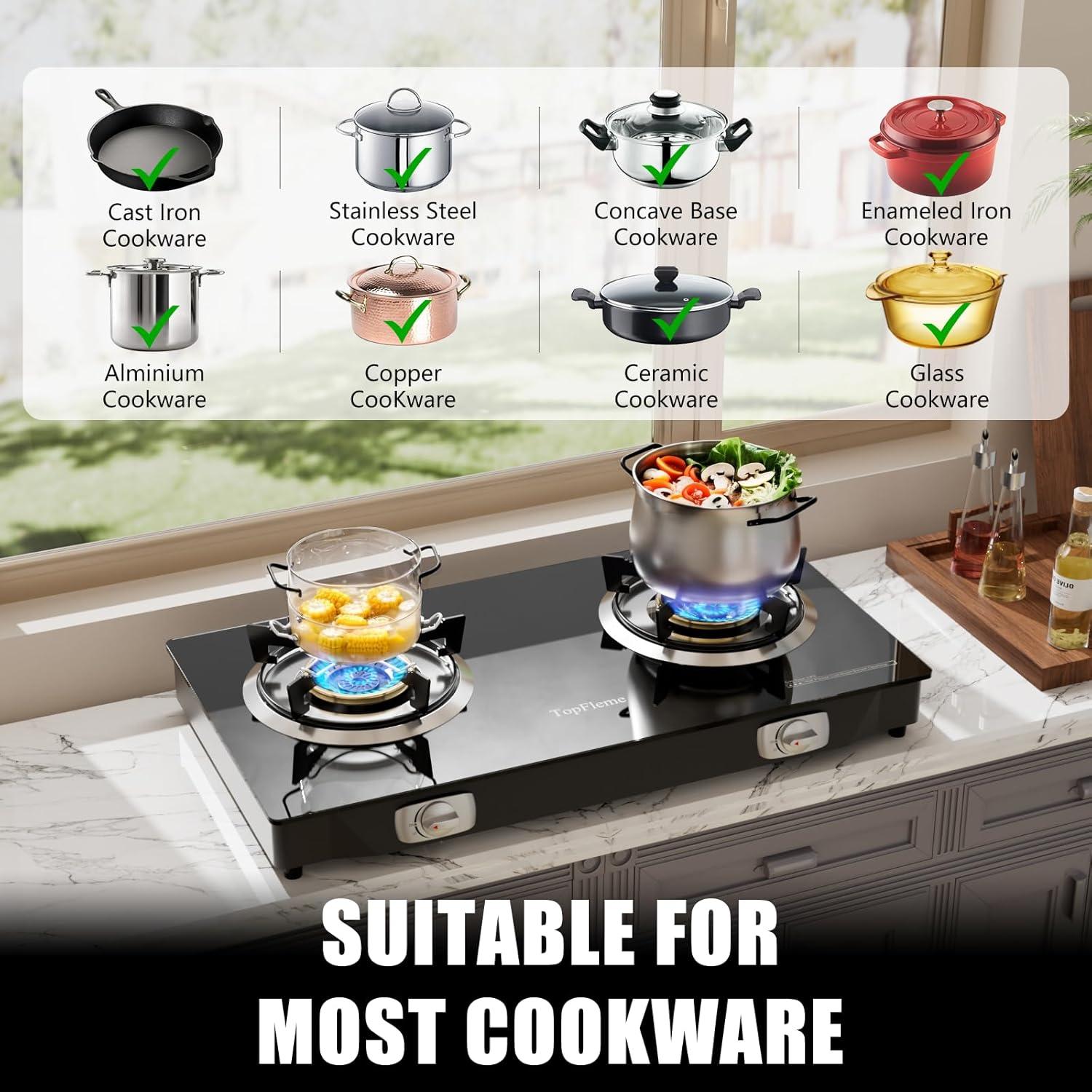 Estufa de Gas Propano 2 Quemadores TopFleme 27,200 BTU