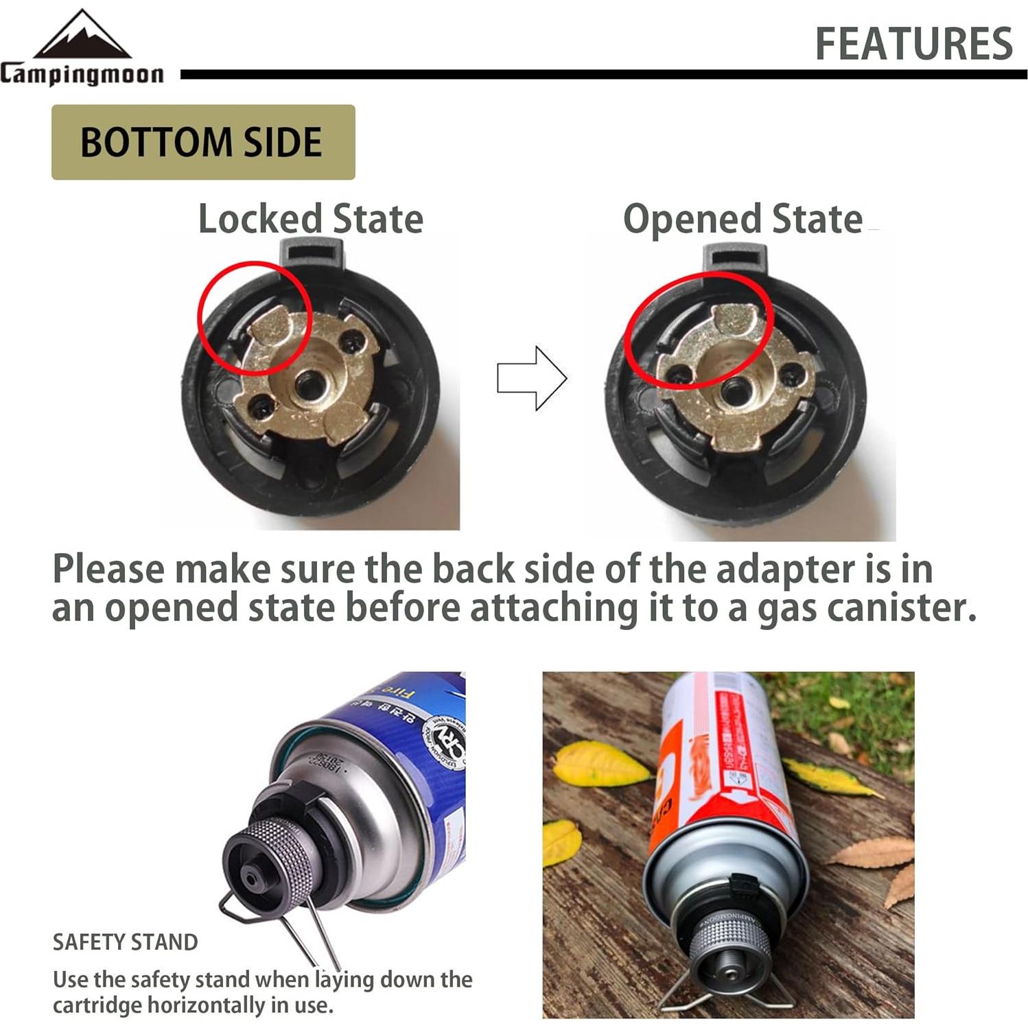 Adaptador de Cartucho de Butano Campingmoon Z10 con Soporte