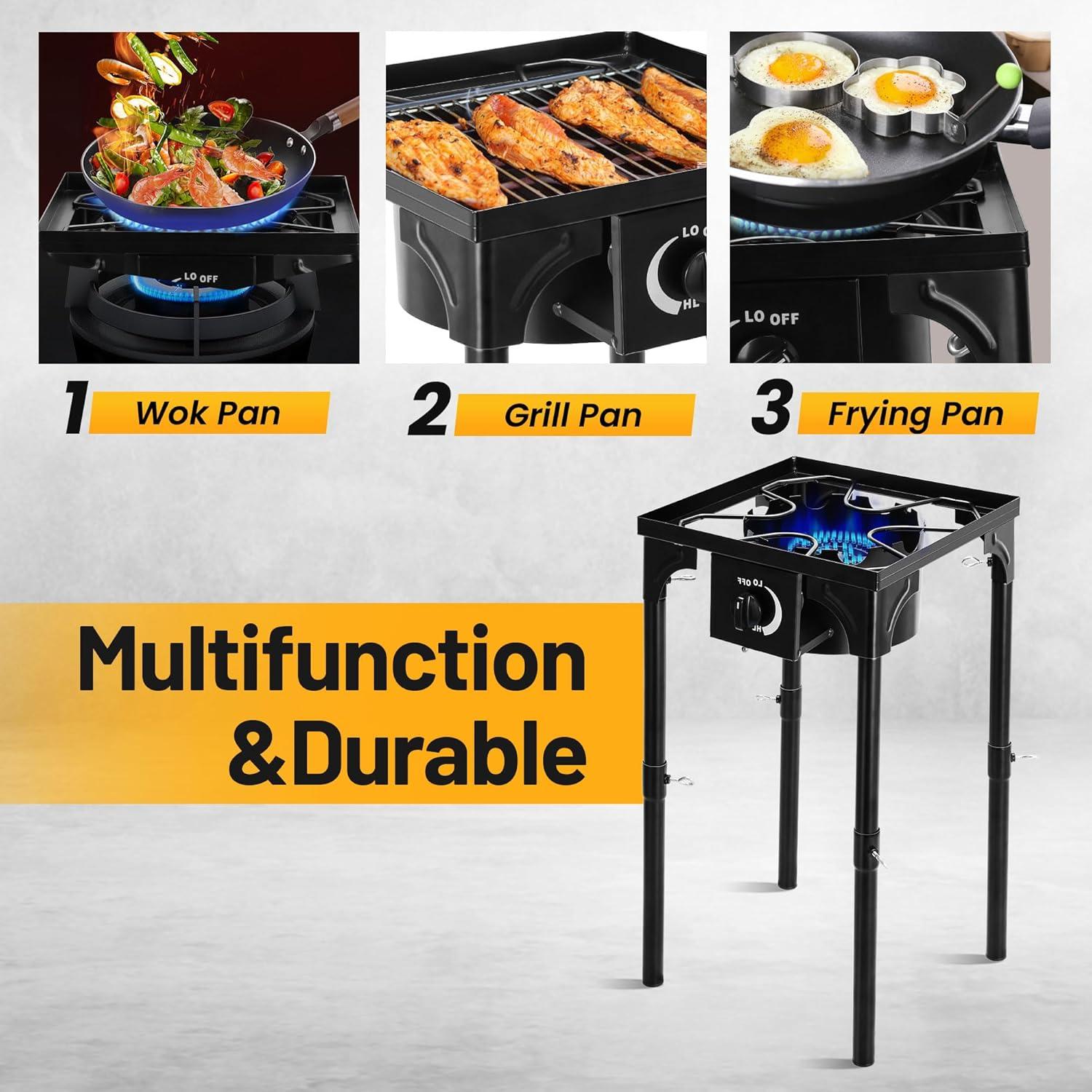 Estufa de Camping FSUON 130000 BTU Propano 1 Quemador Ajustable