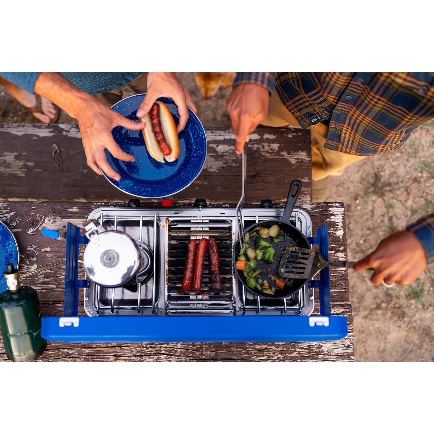 Estufa de Campamento Stansport 2 Quemadores + Parrilla 25,000 BTU