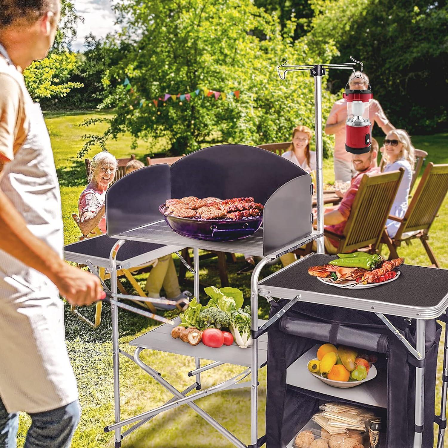 Mesa de Cocina Plegable CampLand 166.4x50cm Aluminio Negro