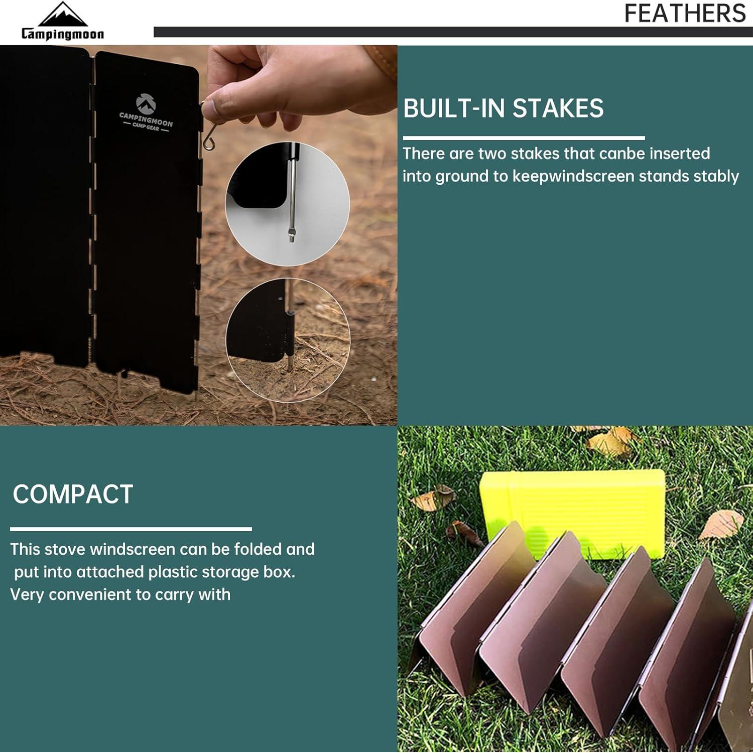 Pantalla de Viento Campingmoon YD-8 Plegable 10 Placas 24x8.6cm