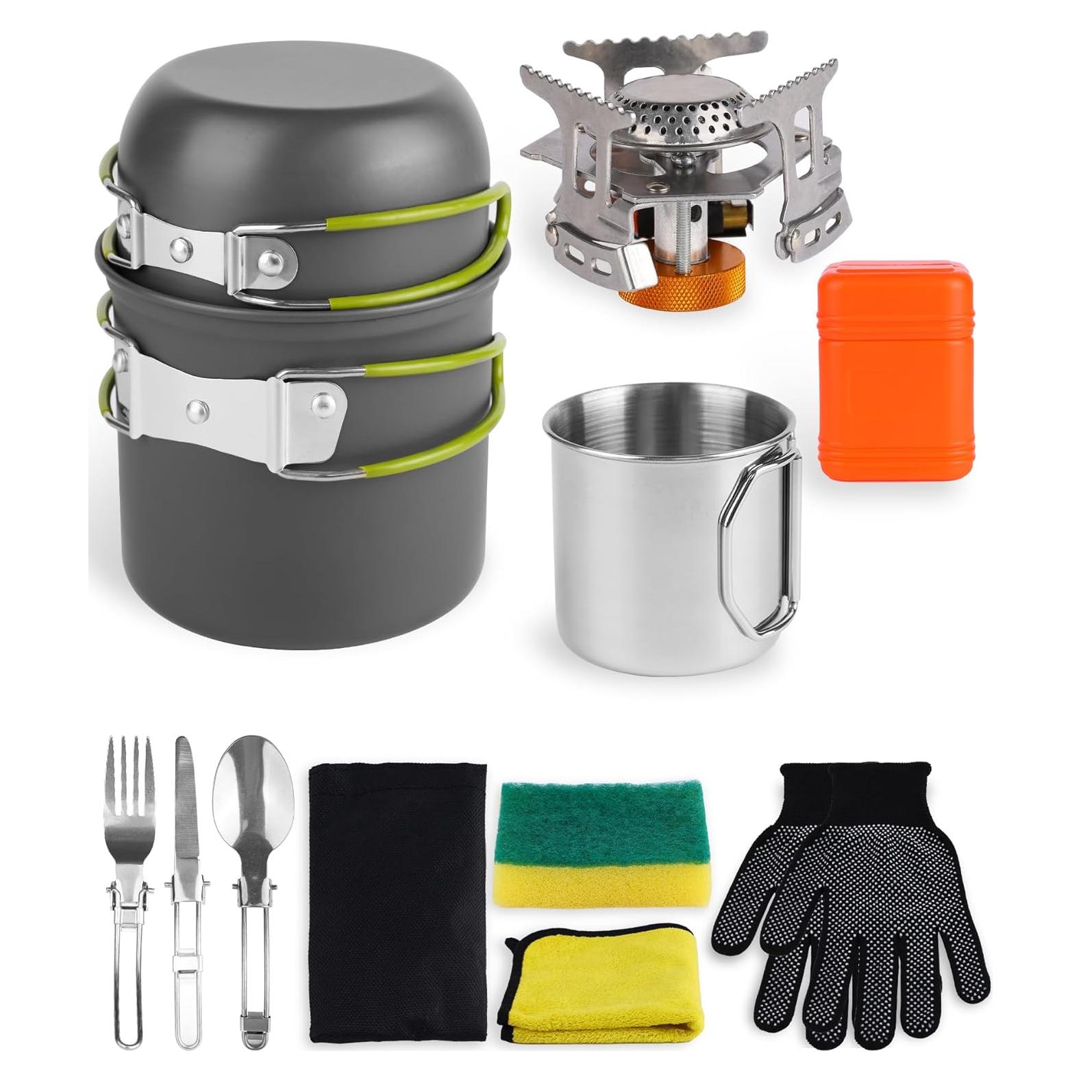 Set de Cocina para Camping AOFUXTI - 8 Piezas Verde